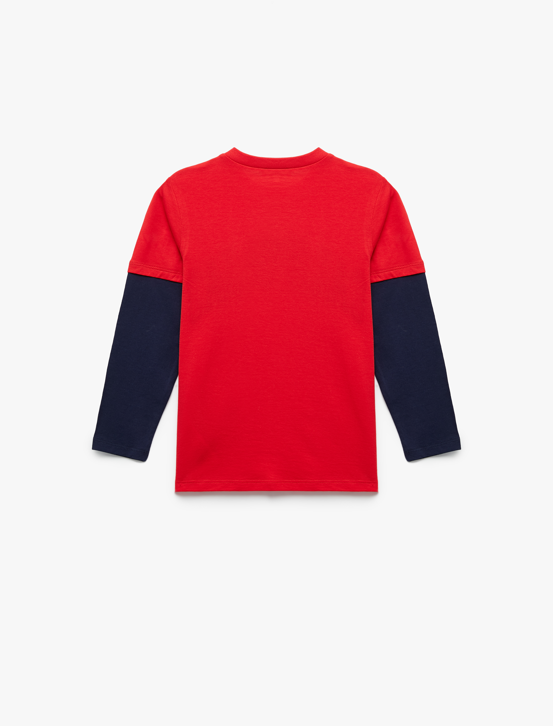  Erkek Çocuk Pamuklu Uzun Kollu Bisiklet Yaka Baskılı Tişört