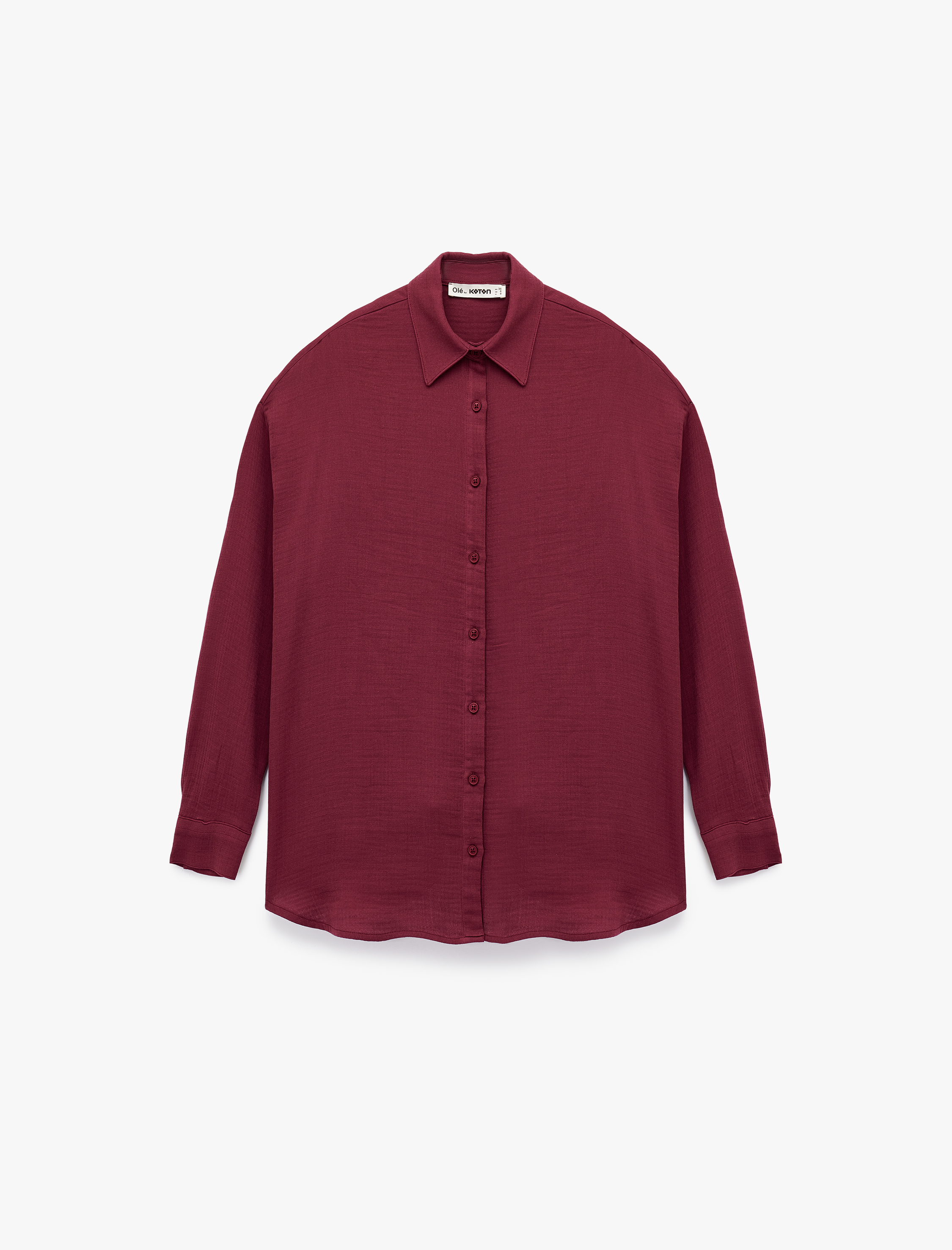   Uzun Kollu Gömlek Yaka Pamuklu Oversize Gömlek