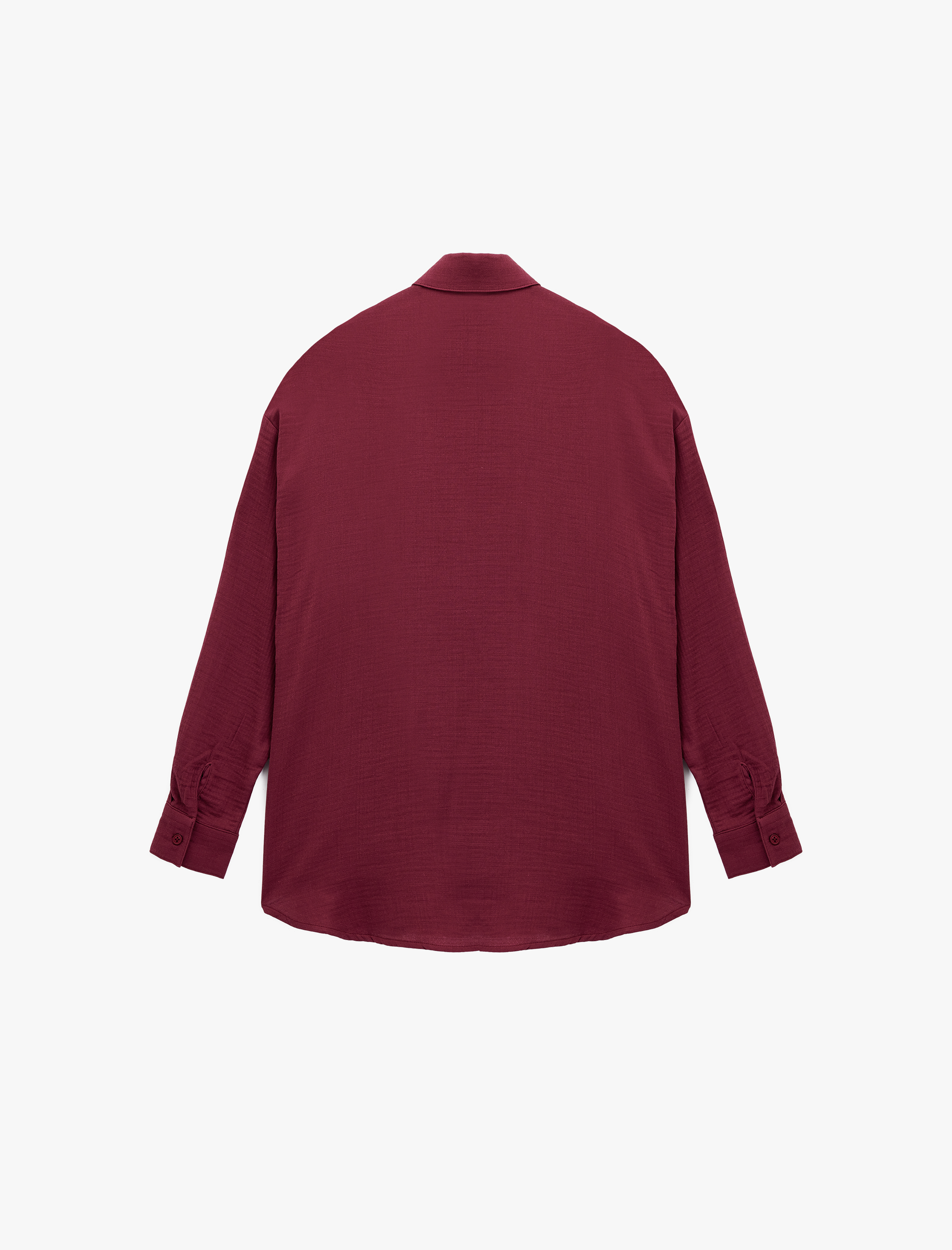   Uzun Kollu Gömlek Yaka Pamuklu Oversize Gömlek