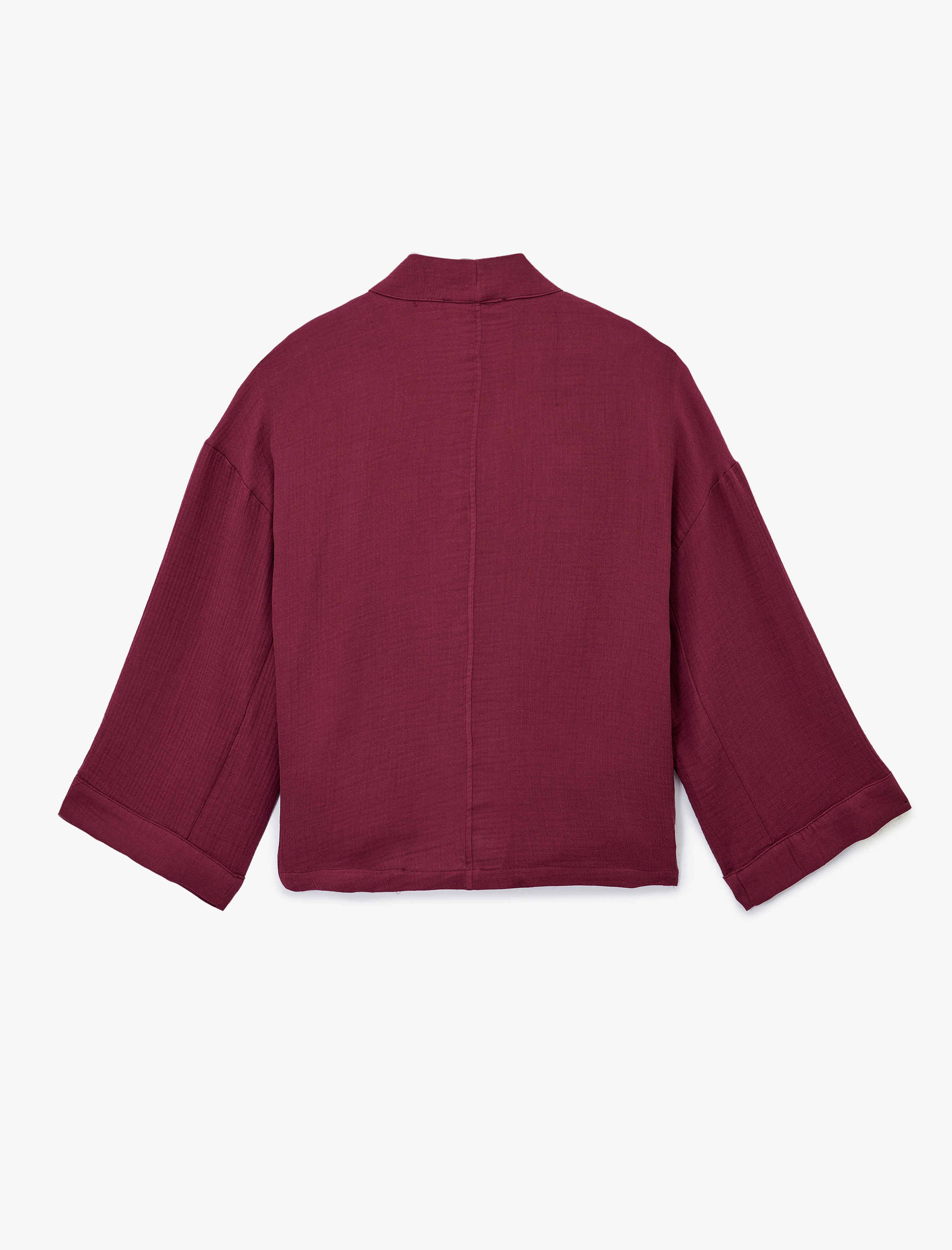   3/4 Kol Rahat Kalıp Kuşaklı Cep Detaylı Pamuklu Şal Yaka Kimono