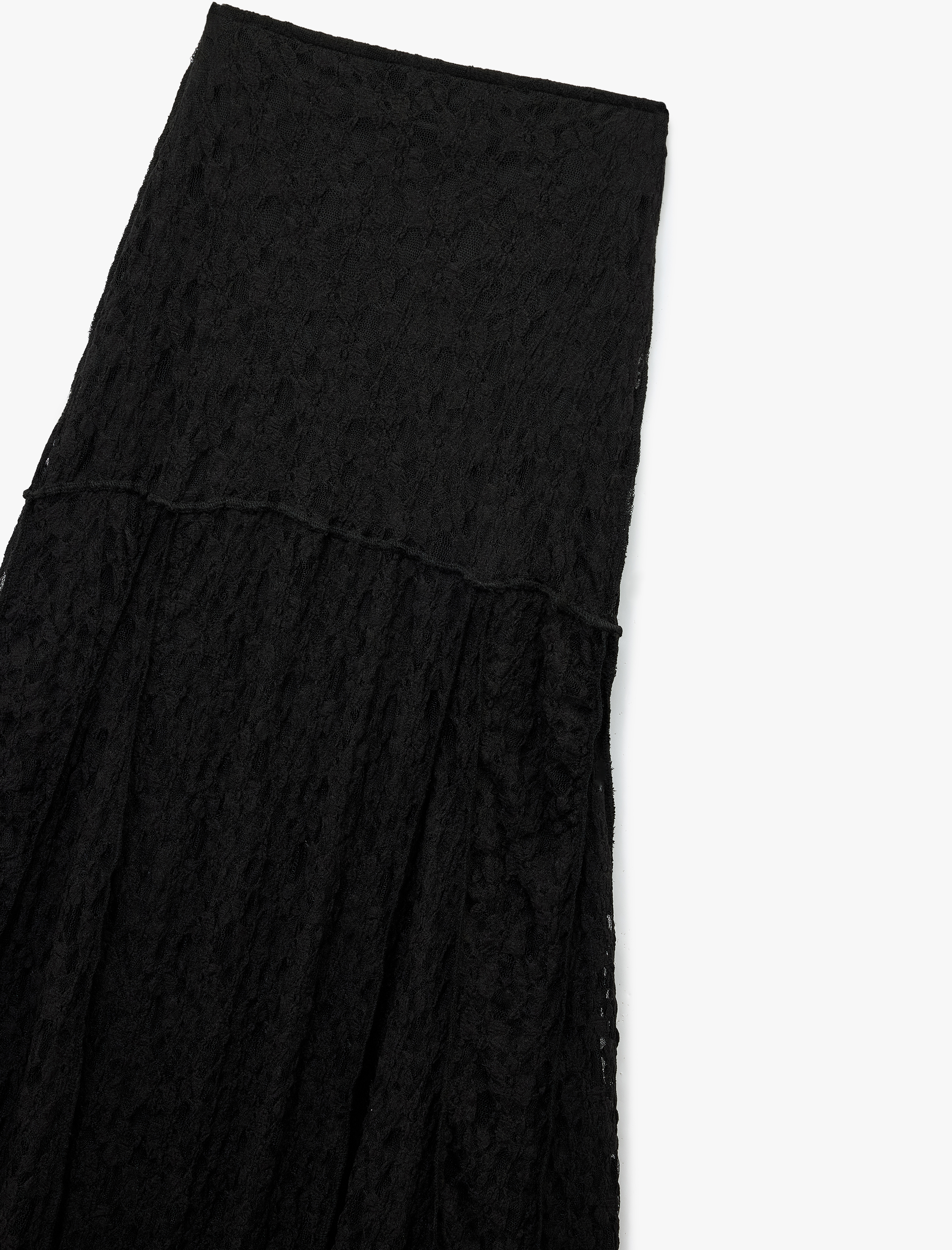   Slim Fit Dikiş Detaylı Midi Dantel Etek