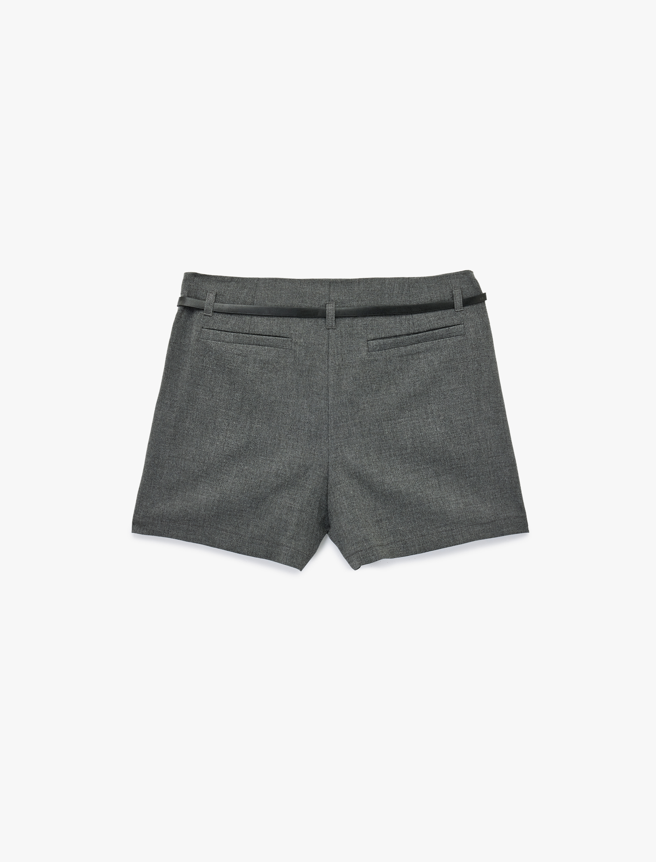   Viskon Karışımlı Kemer Detaylı Pileli Mini Şort Etek