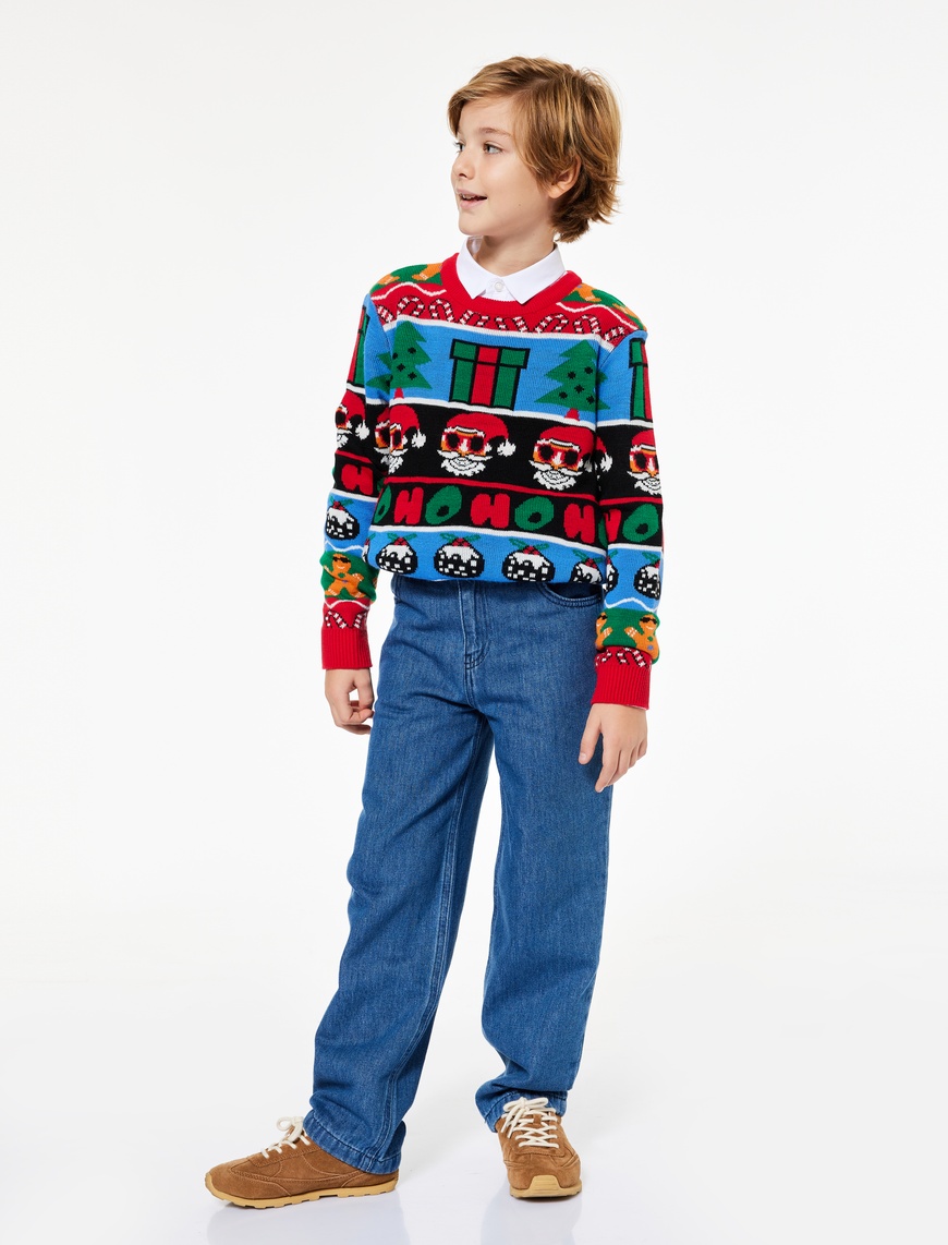  Erkek Çocuk Pamuklu Rahat Kesim Denim Pantolon