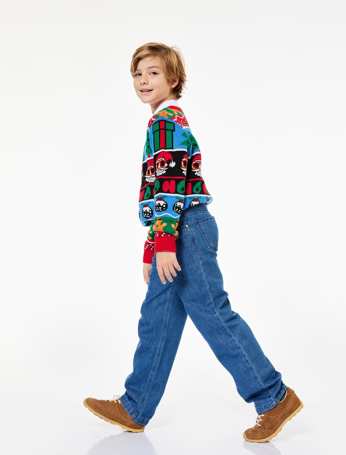 Erkek Çocuk Pamuklu Rahat Kesim Denim Pantolon