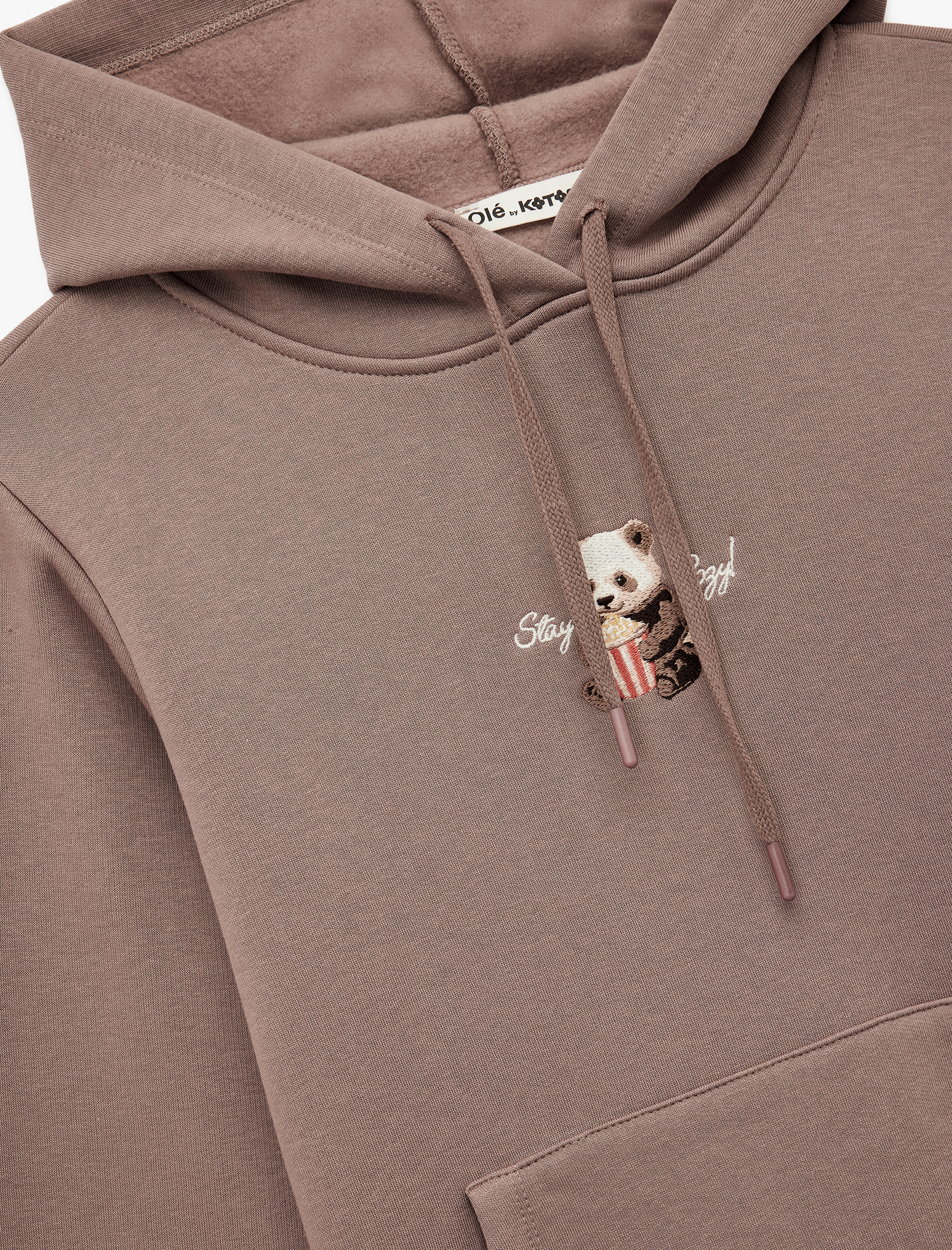   Ayıcık Nakışlı Kanguru Cepli Kapüşonlu Sweatshirt