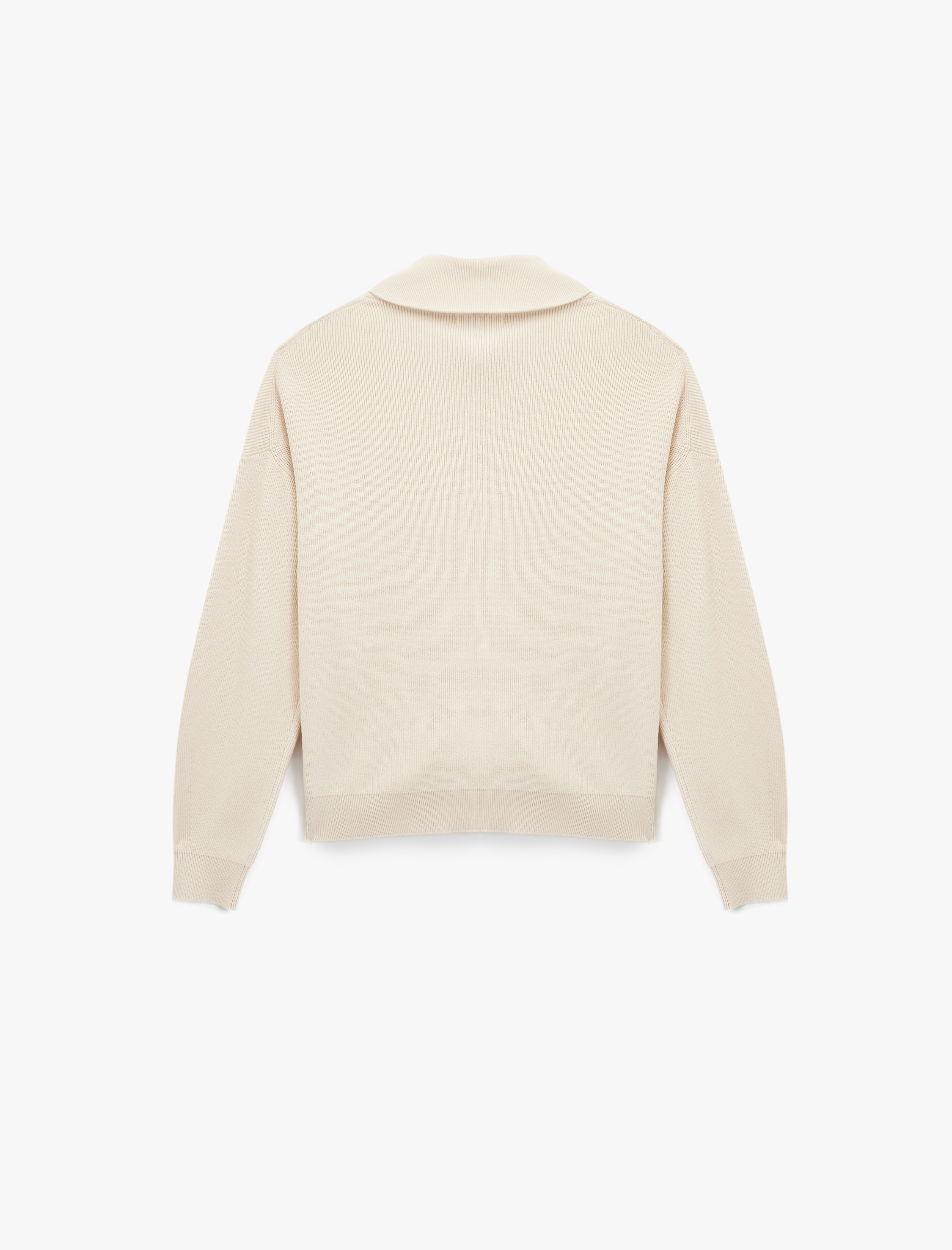   Viskon Karışımlı Dik Yaka Uzun Kollu Yarım Fermuarlı Kazak