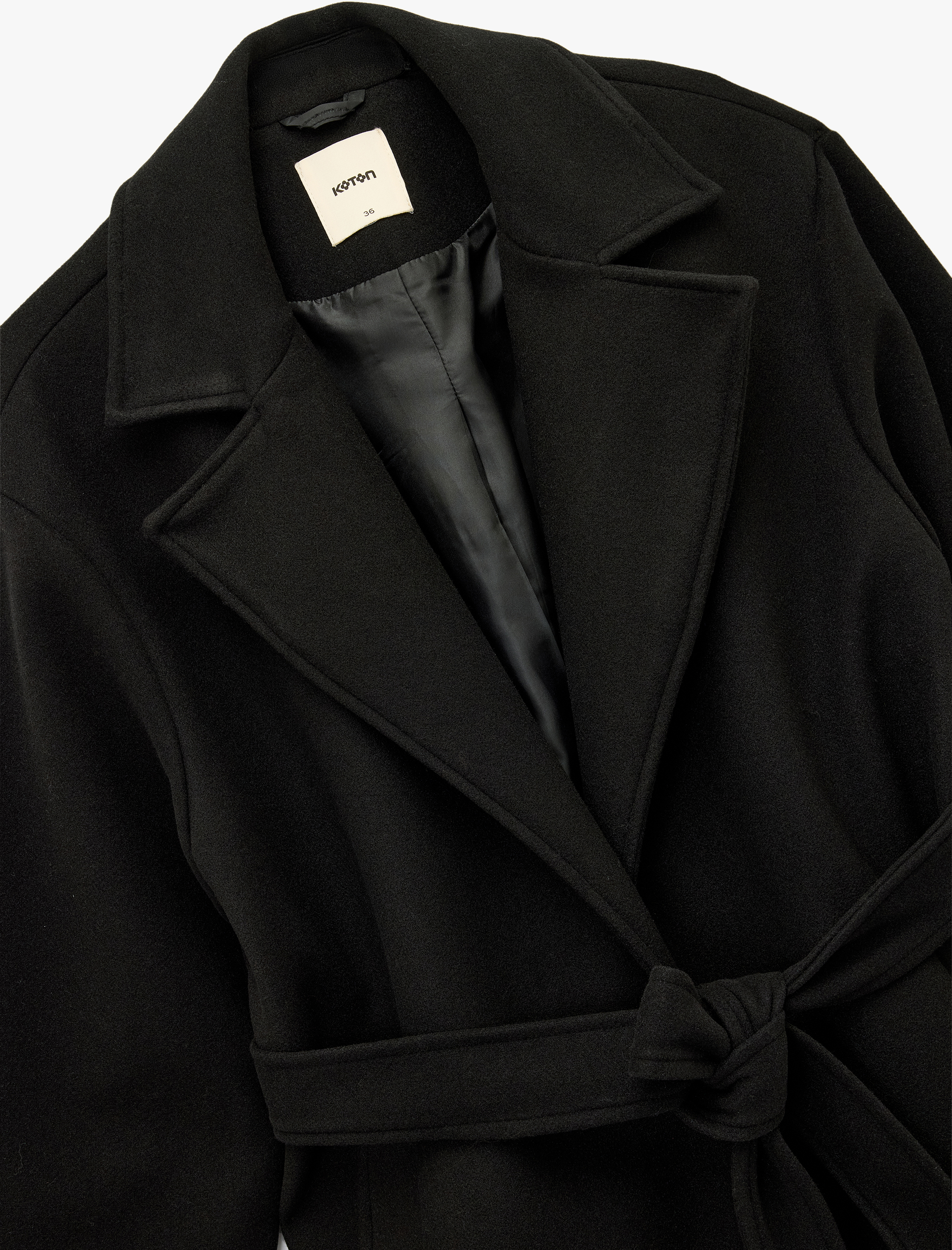   Uzun Kollu Kruvaze Kemerli Uzun Kaşe Kaban