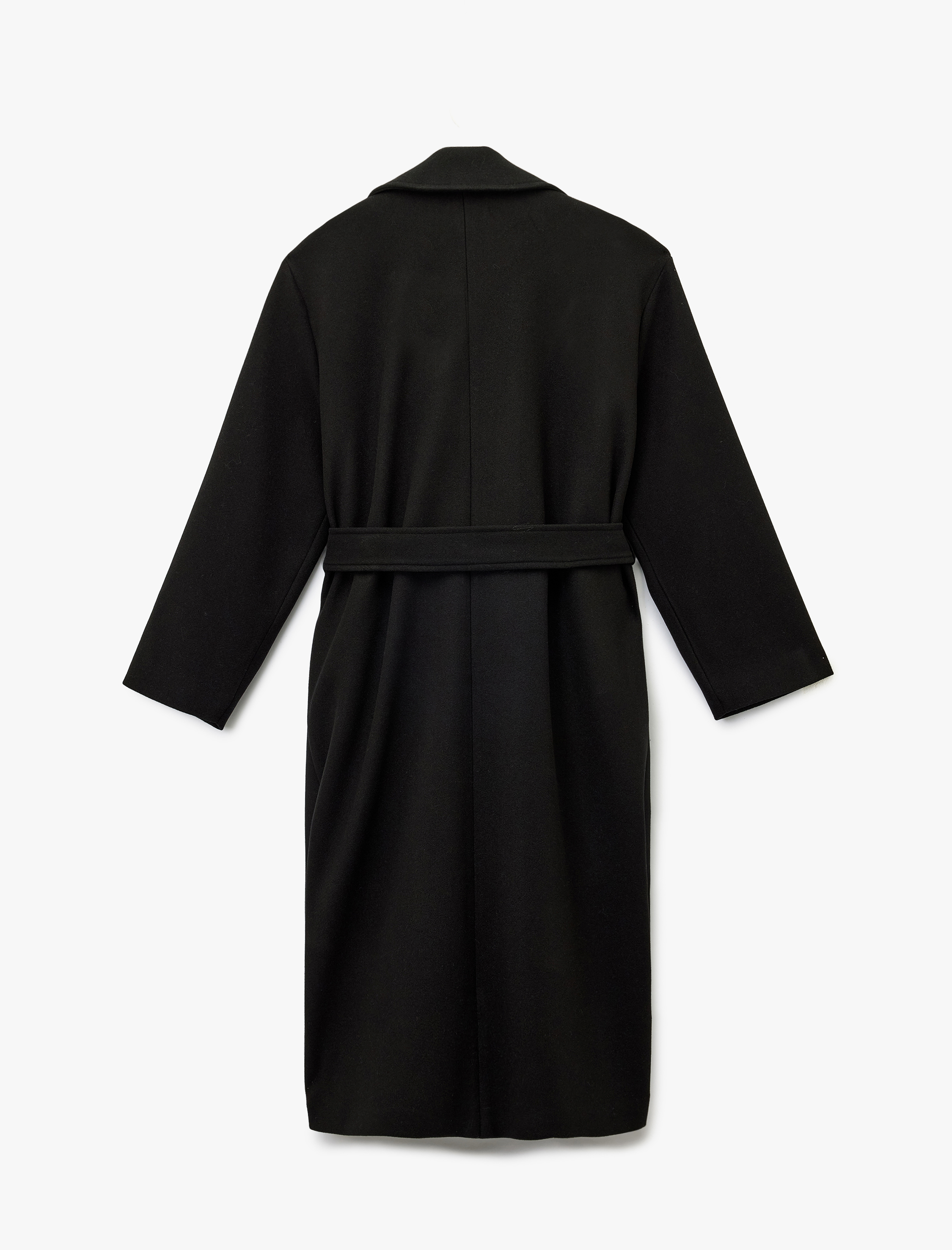   Uzun Kollu Kruvaze Kemerli Uzun Kaşe Kaban