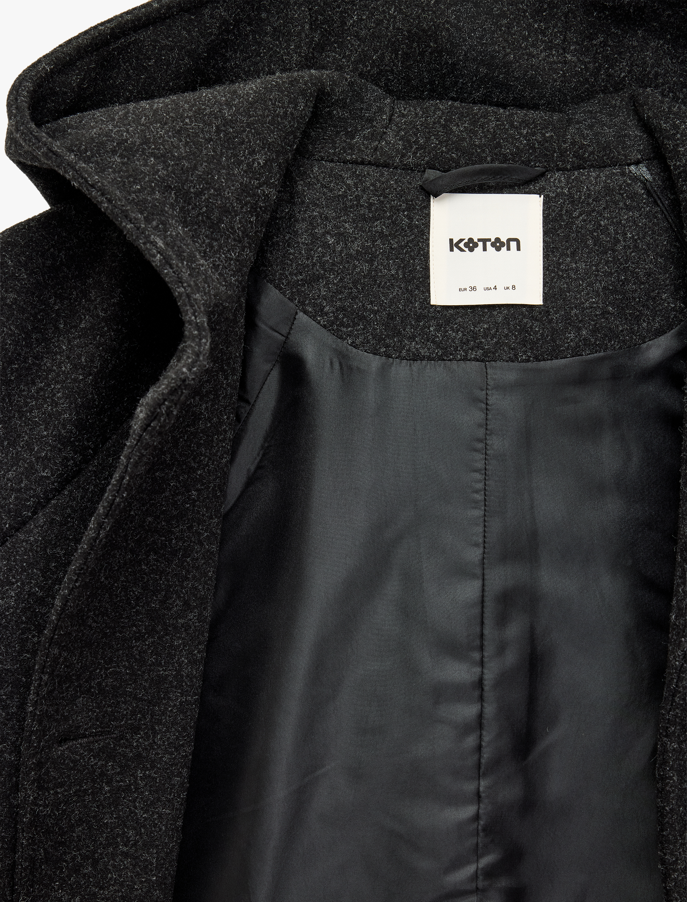   Düğmeli Cepli Uzun Kollu Kısa Kapüşonlu Kaşe Mont