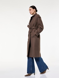 Trenç Kaban Kaşe Kruvaze Kemerli Cepli Uzun Kollu