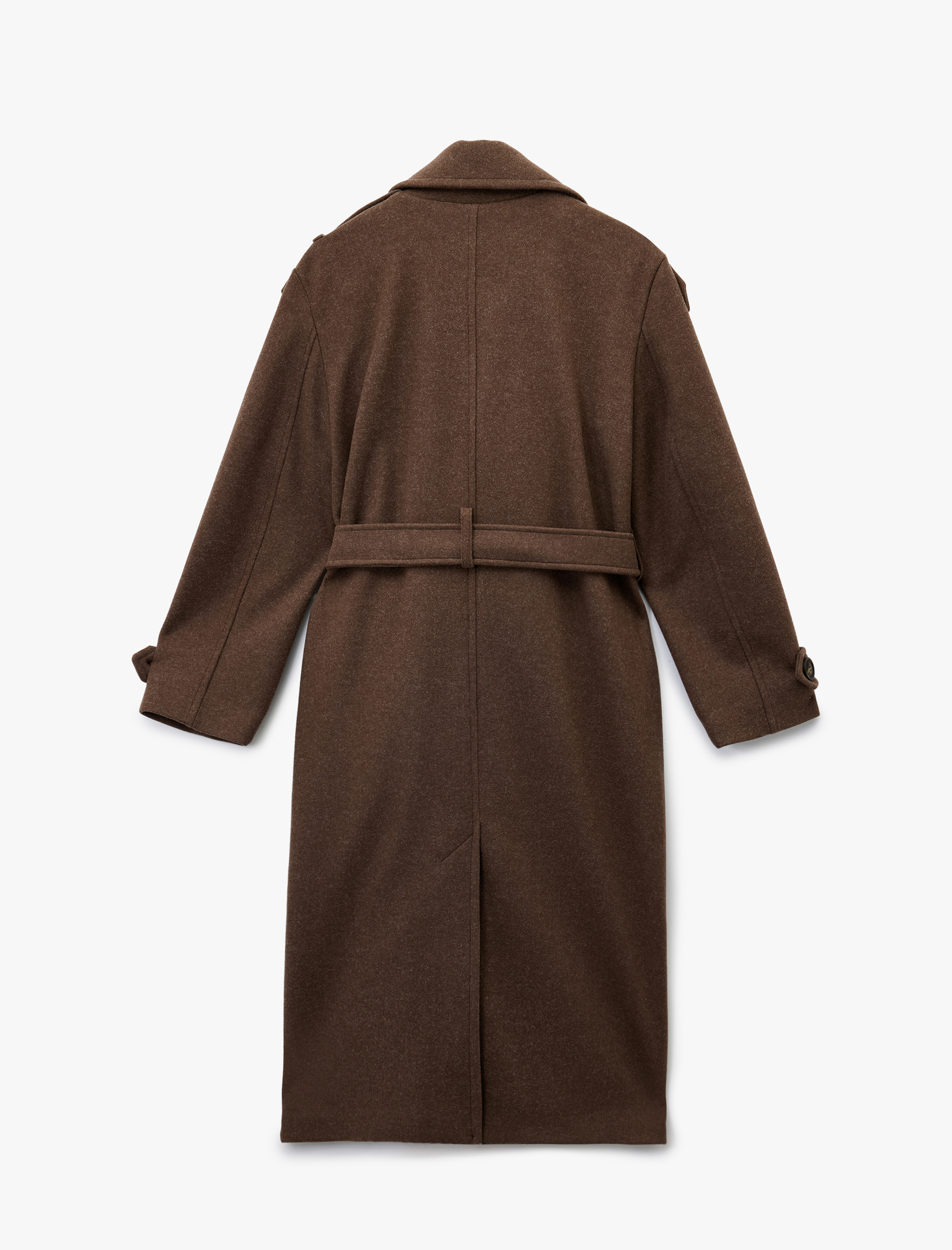   Trenç Kaban Kaşe Kruvaze Kemerli Cepli Uzun Kollu