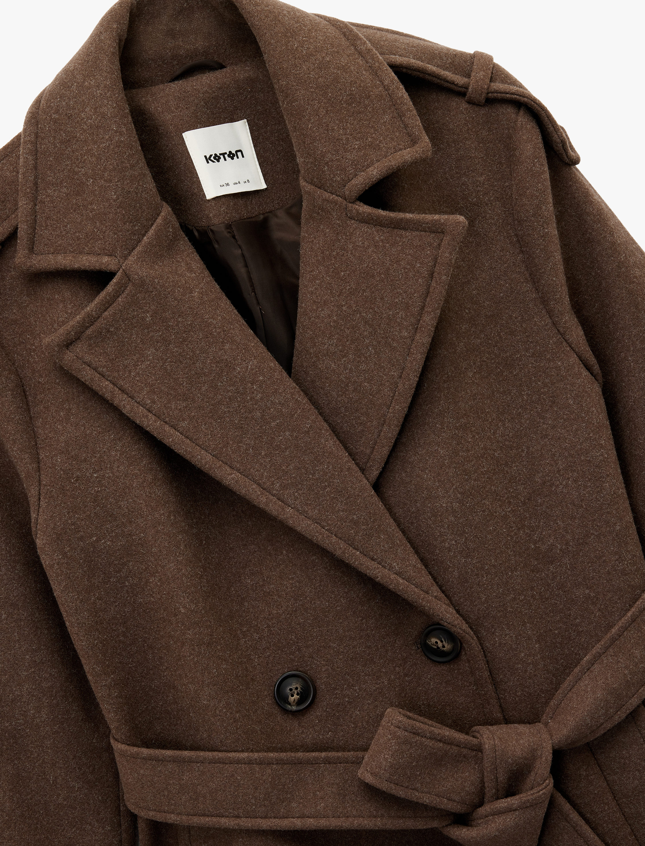   Trenç Kaban Kaşe Kruvaze Kemerli Cepli Uzun Kollu