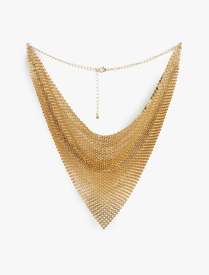 Kadın Leopar Desenli Metal Bandana Kolye