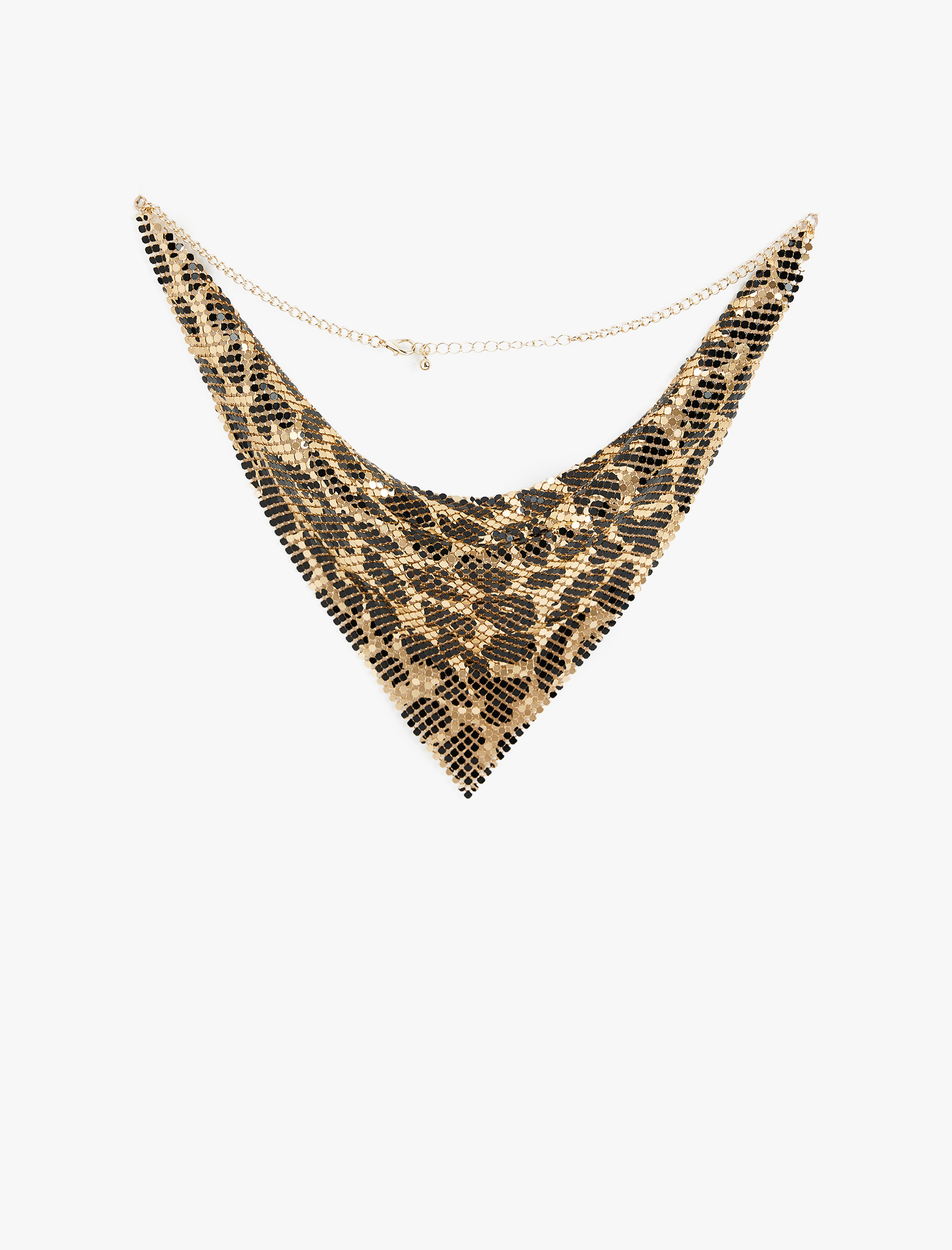 Kadın Leopar Desenli Metal Bandana Kolye