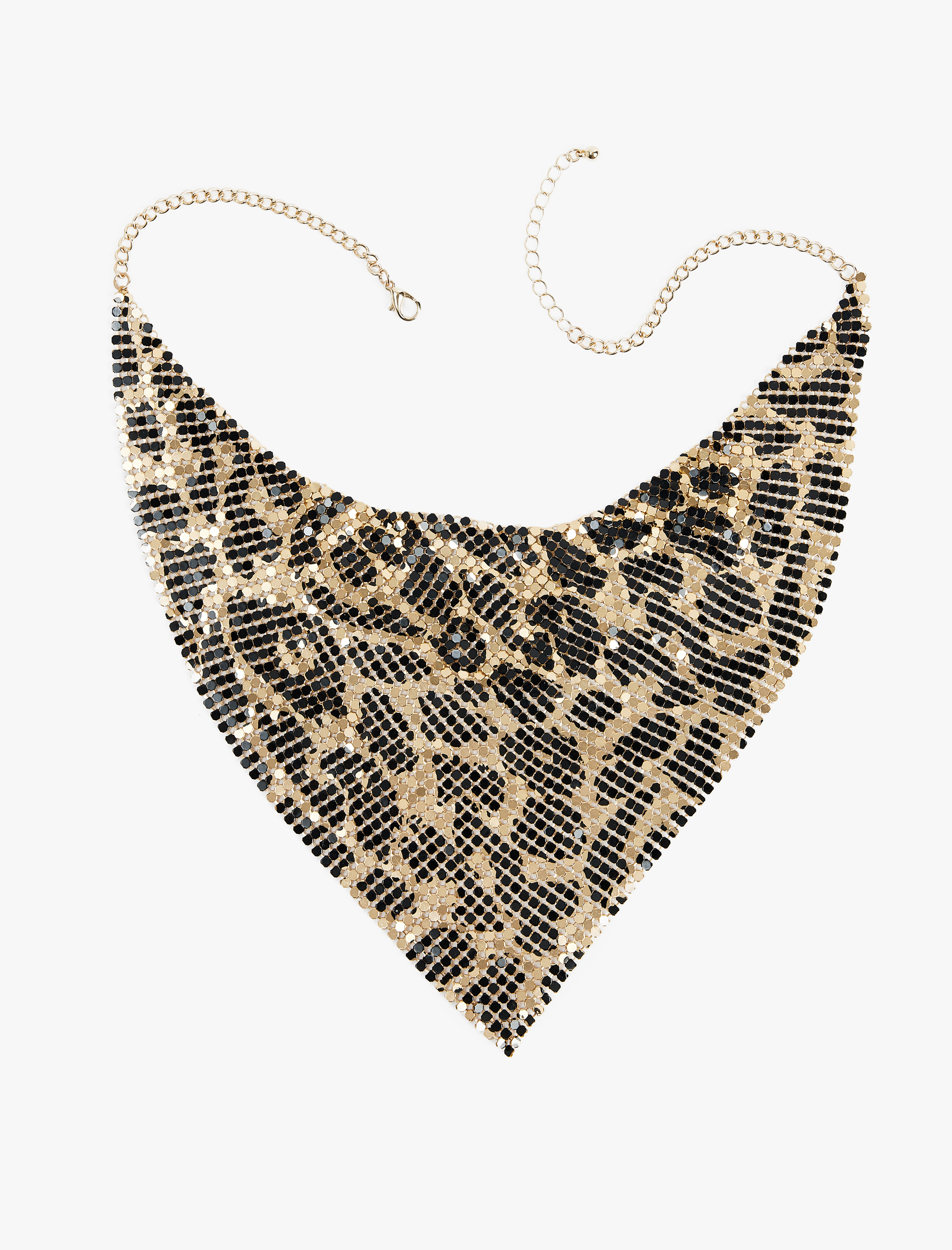 Kadın Leopar Desenli Metal Bandana Kolye