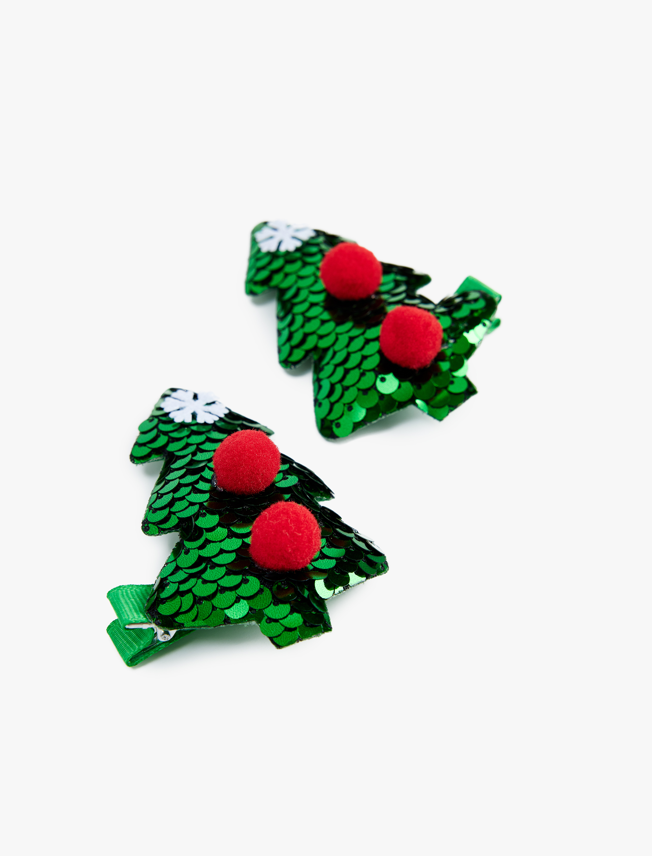  Kız Çocuk Pullu Payetli Çam Ağacı Detaylı Toka Seti