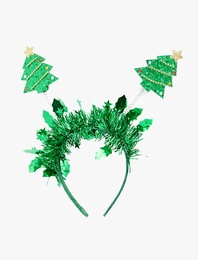 Simli Çam Ağacı Aplikeli Yılbaşı Tacı