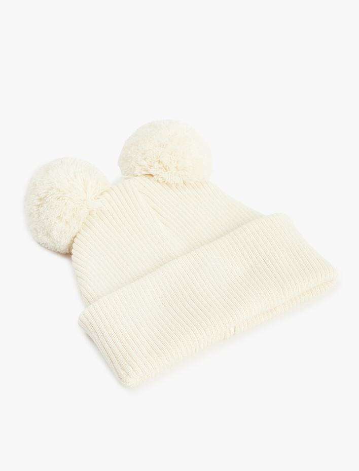 Kız Bebek Ponpon Detayl Triko Bere