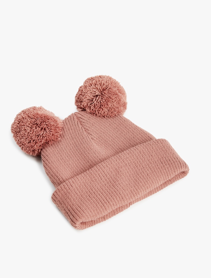 Kız Bebek Ponpon Detayl Triko Bere