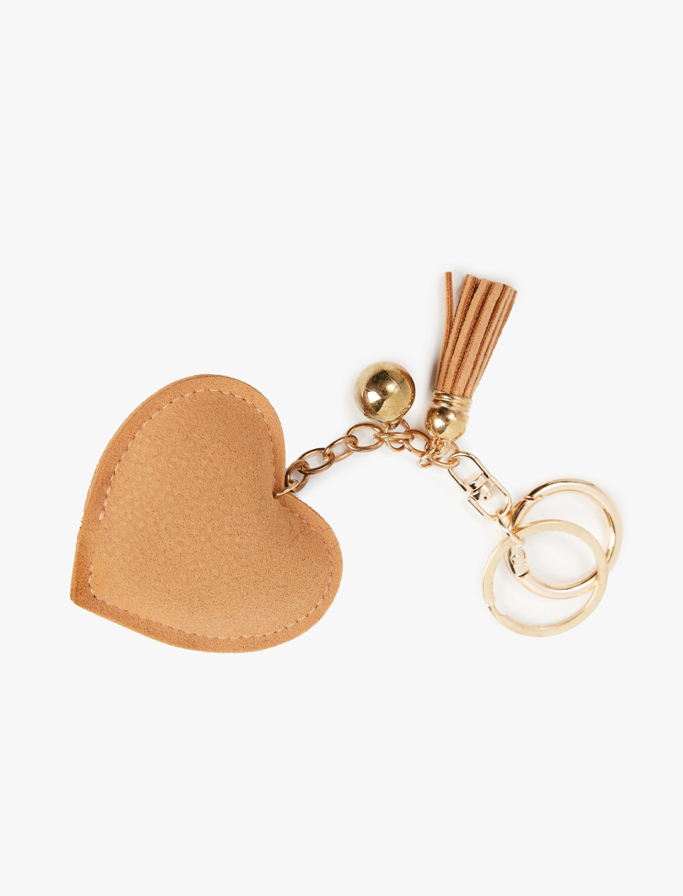  Kadın Püskül Detaylı Kalpli Taşlı Anahtarlık