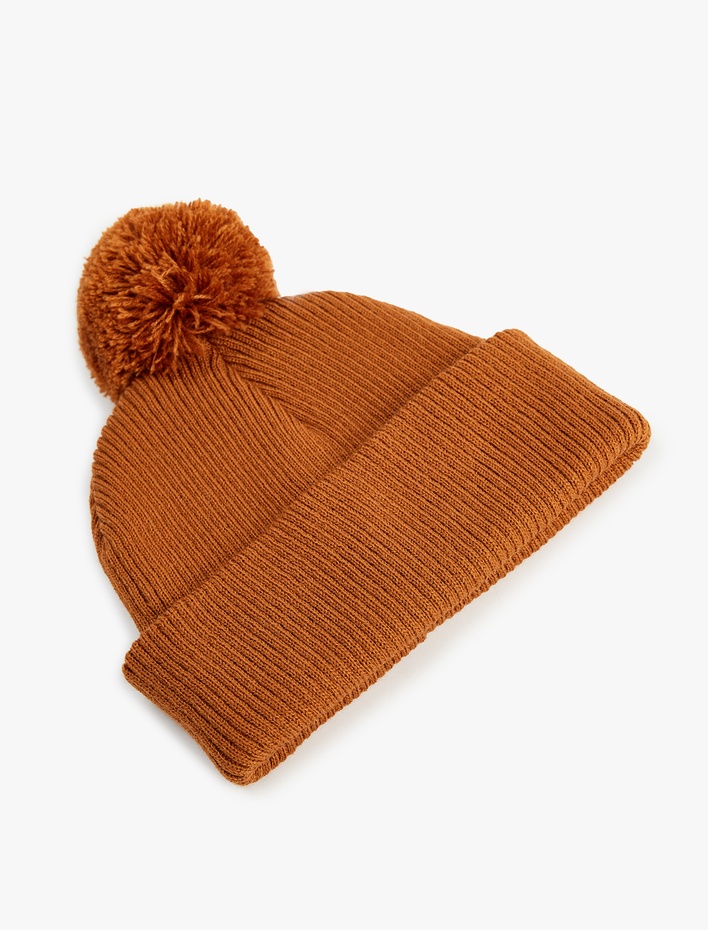 Erkek Bebek Ponpon Detaylı Örgü Triko Bere