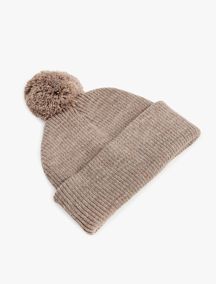 Erkek Bebek Ponpon Detaylı Örgü Triko Bere