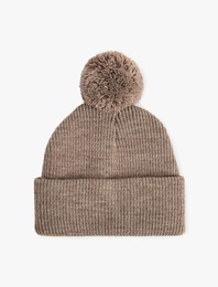 Ponpon Detaylı Örgü Triko Bere