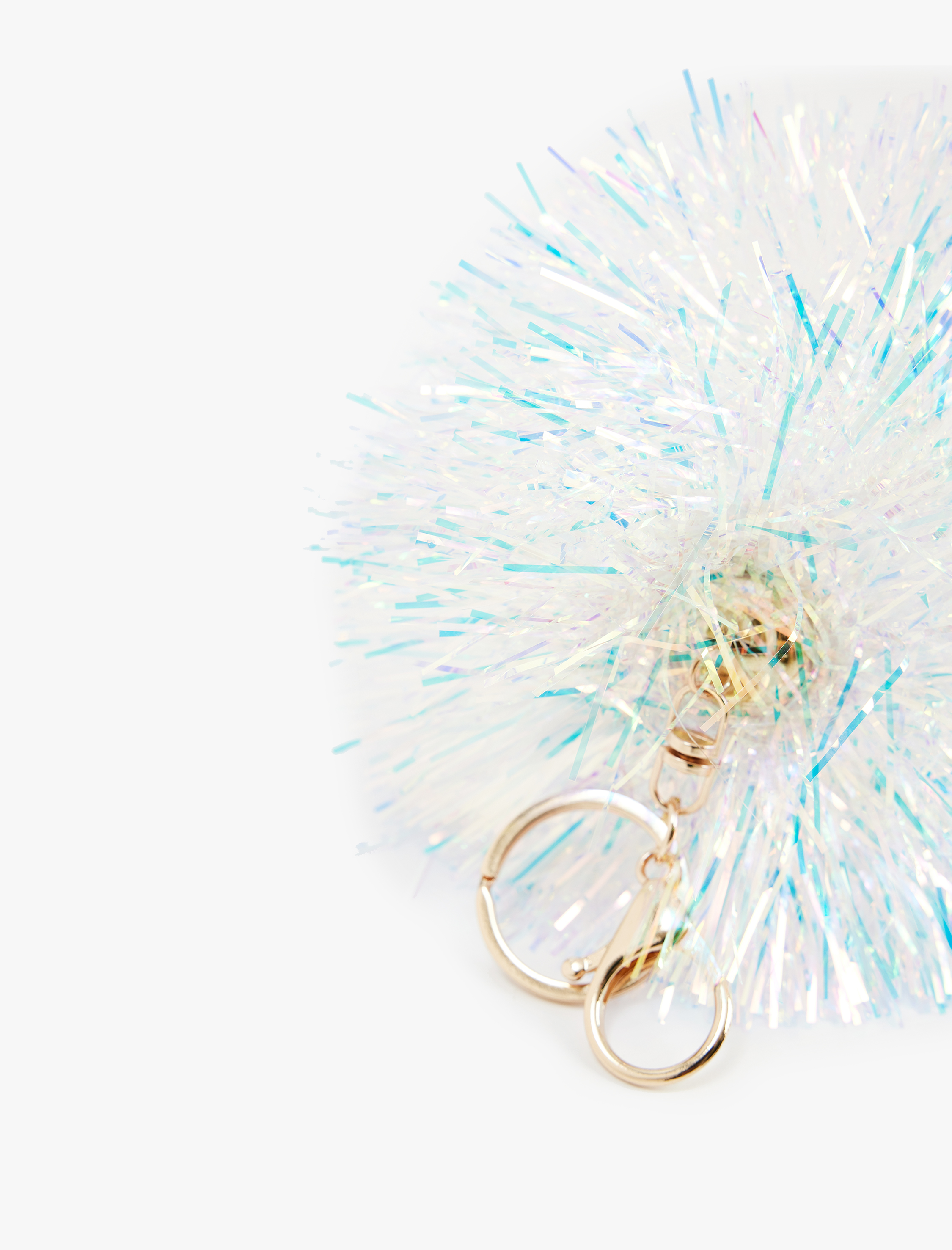  Kadın Simli Metal Aksesuarlı Ponpon Anahtarlık