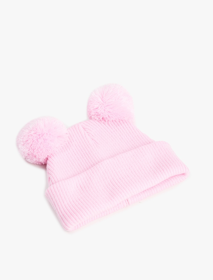 Kız Bebek Ponpon Detayl Triko Bere