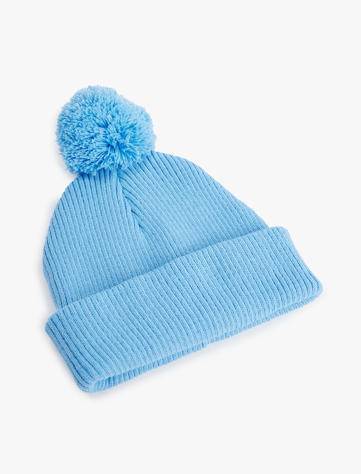 Erkek Bebek Ponpon Detaylı Örgü Triko Bere