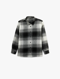 Regular Fit Uzun Kollu Desenli Klasik Yaka Oduncu Gömleği