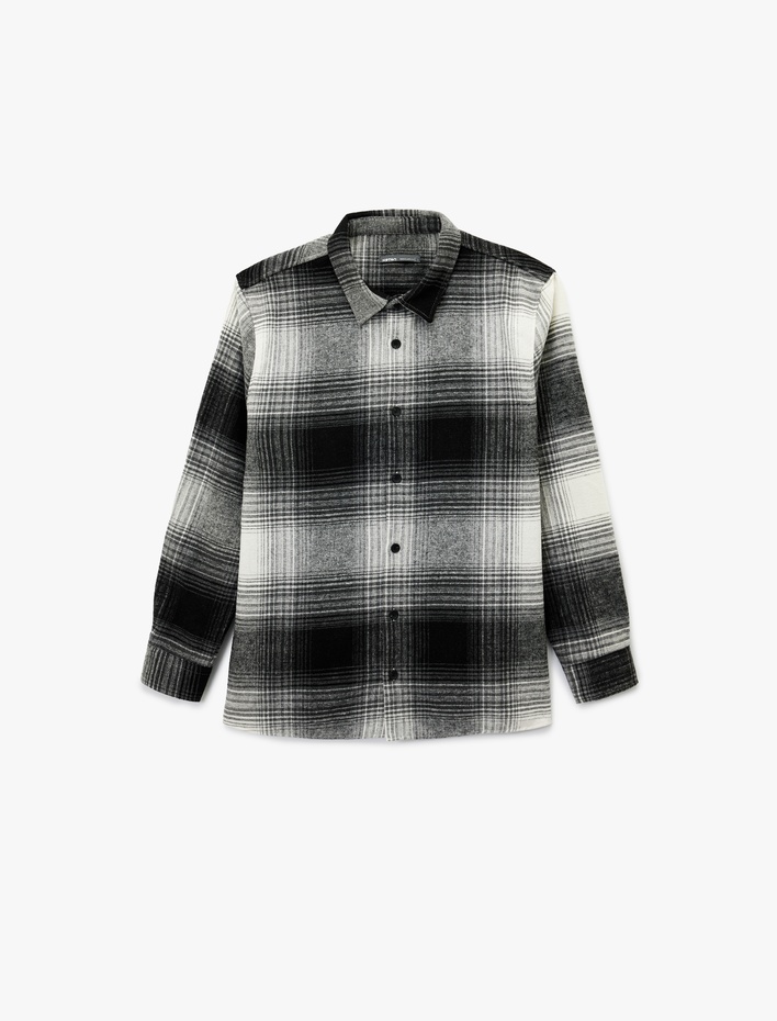  Regular Fit Uzun Kollu Desenli Klasik Yaka Oduncu Gömleği