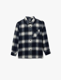 Regular Fit Uzun Kollu Cepli Klasik Yaka Oduncu Gömleği