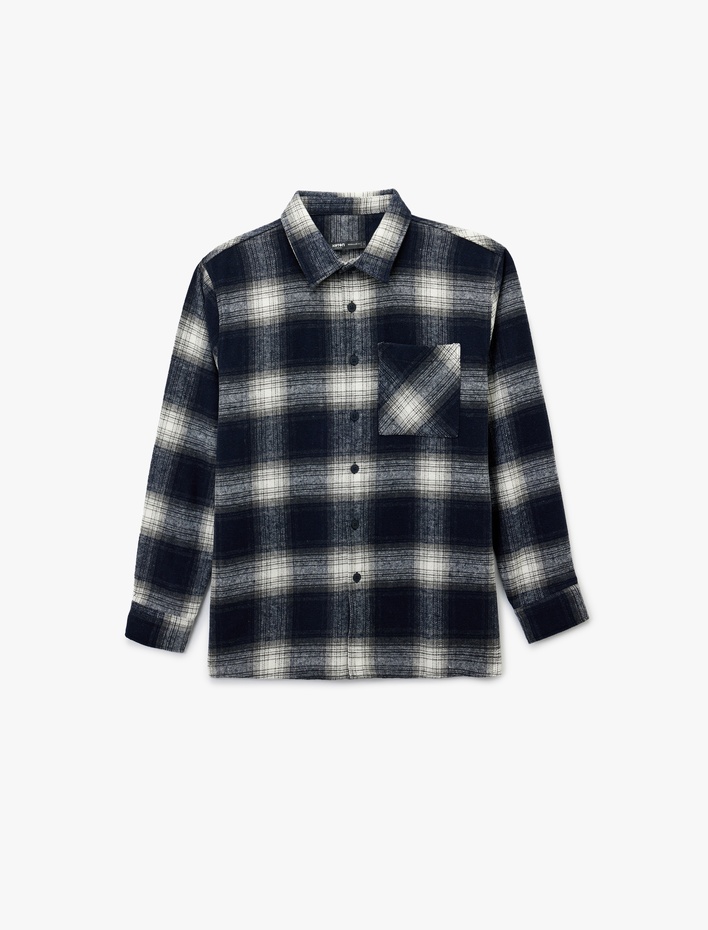  Regular Fit Uzun Kollu Cepli Klasik Yaka Oduncu Gömleği