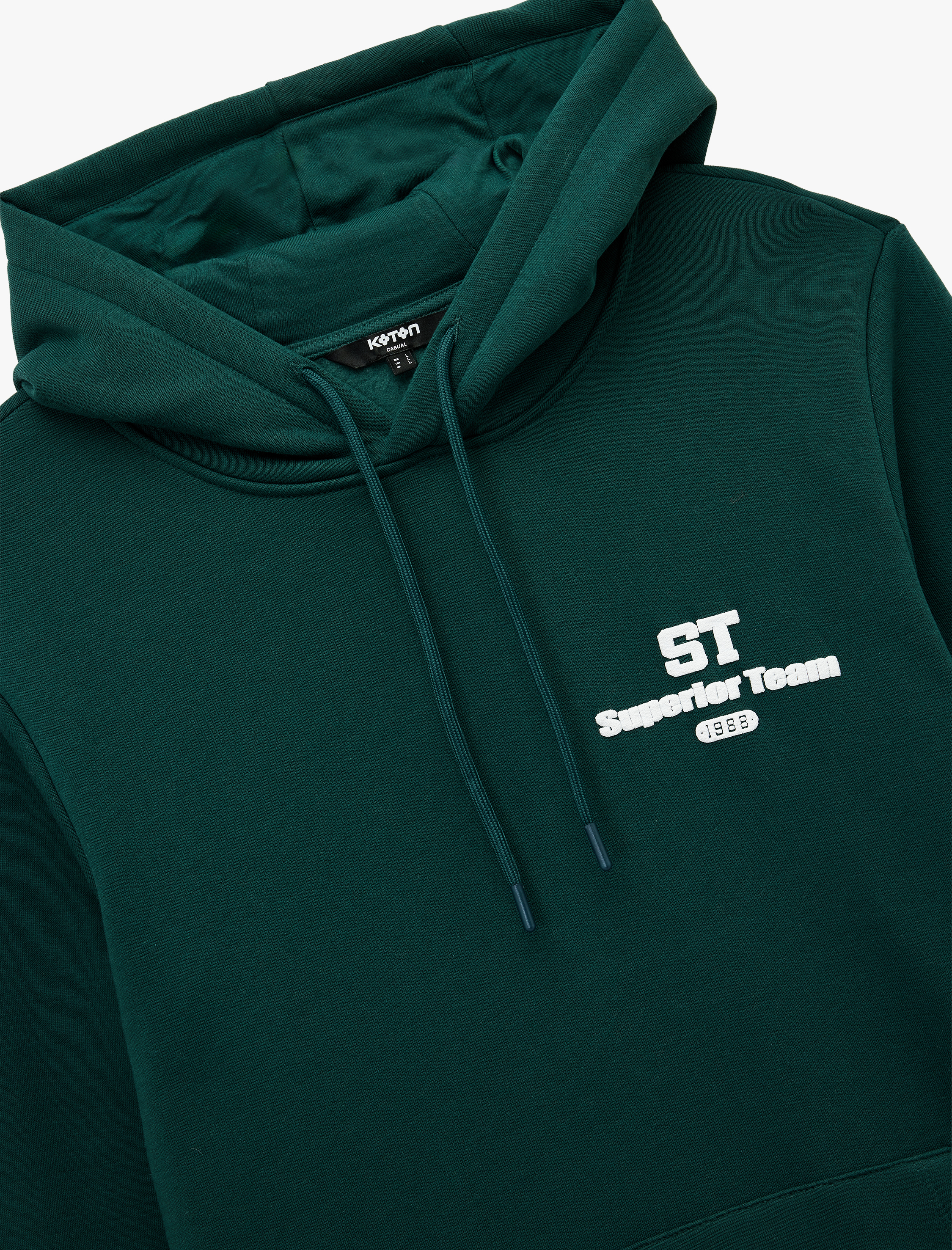 Kapşonlu Uzun Kollu Çizgili Kanguru Cepli Baskılı Sweatshirt