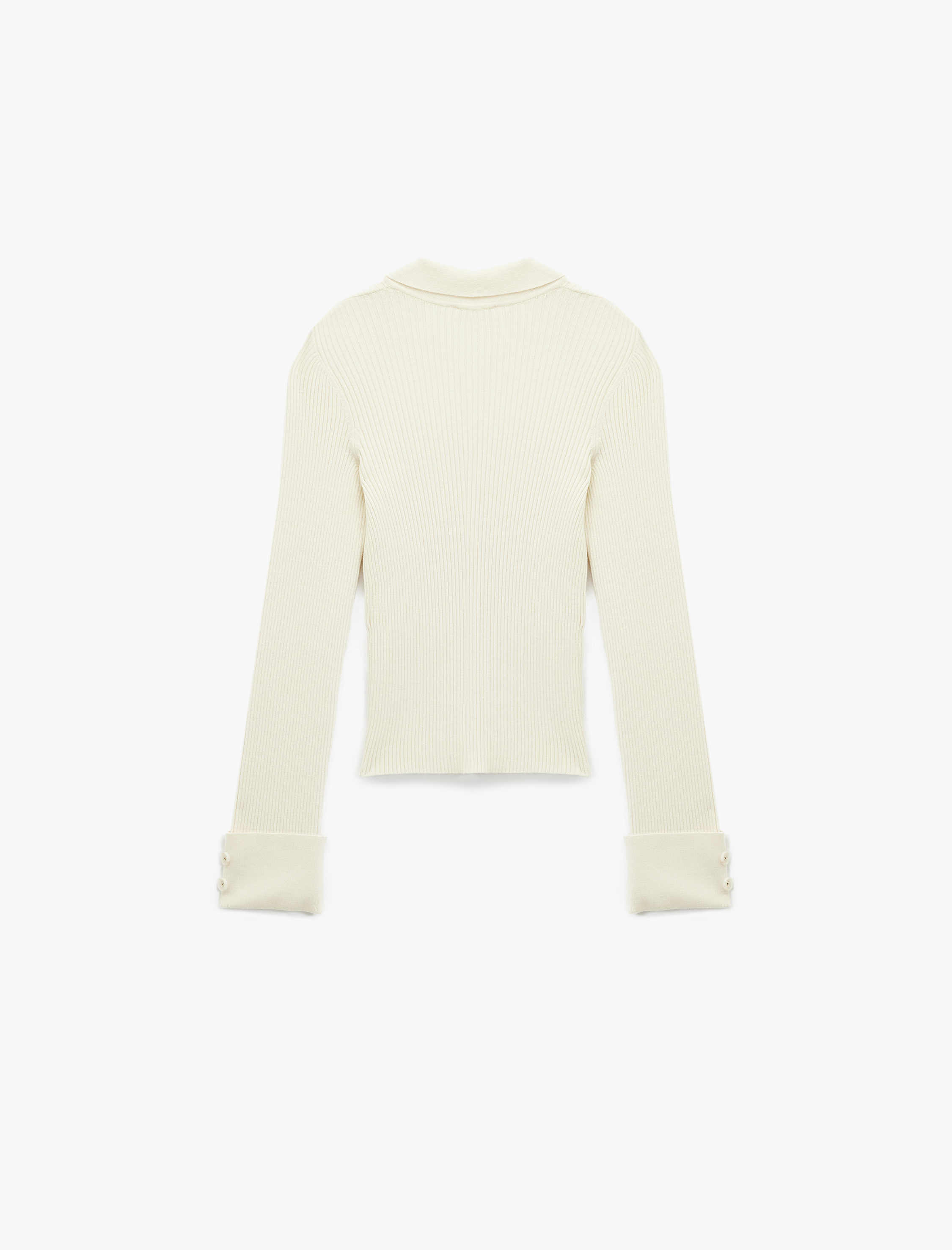 Polo Yaka Viskon Karışımlı Cepli Uzun Kollu Triko Kazak