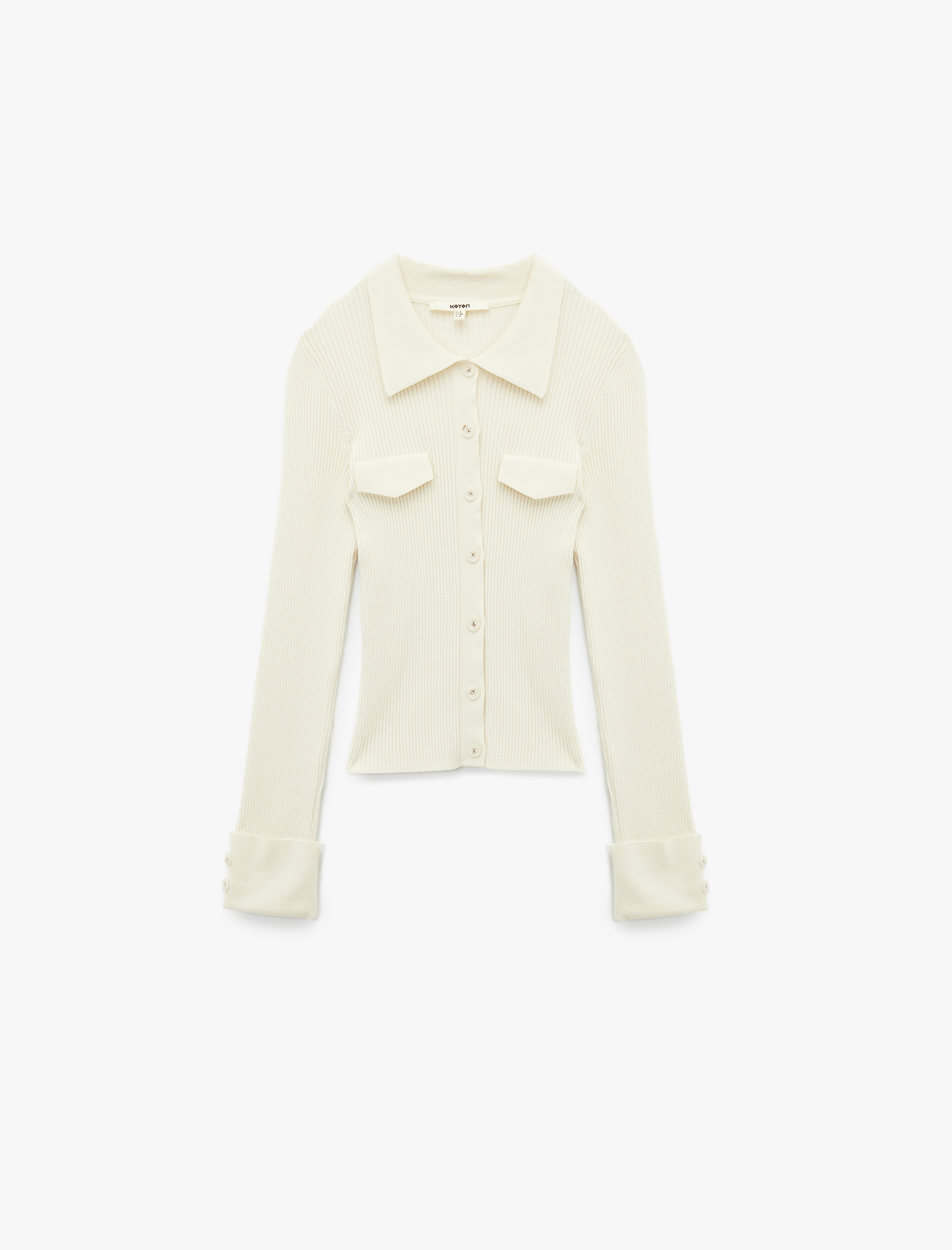 Polo Yaka Viskon Karışımlı Cepli Uzun Kollu Triko Kazak