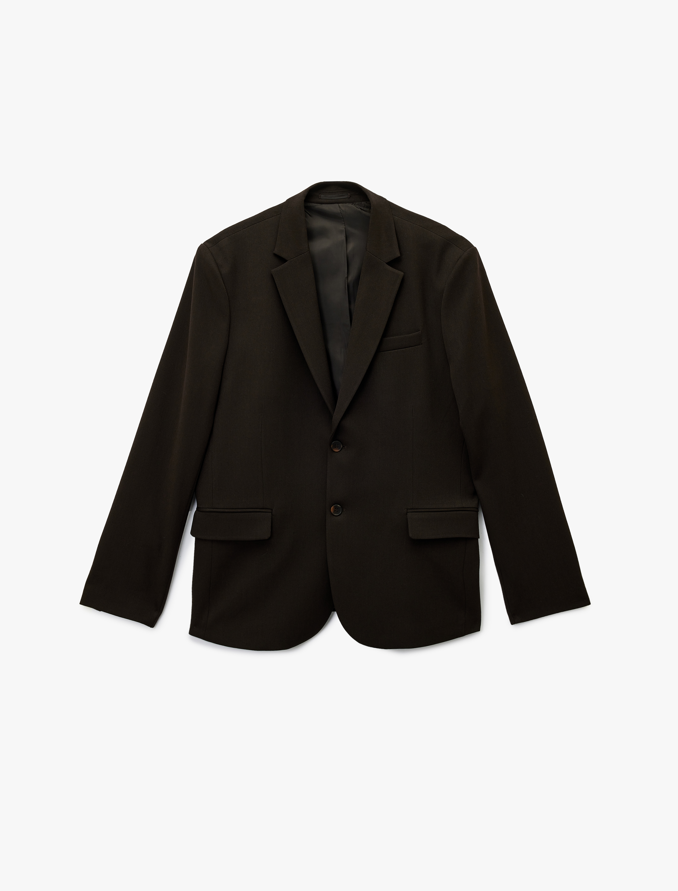   Regular Fit Viskon Karışımlı Kapaklı Cepli Uzun Kollu Mono Yaka Blazer Ceket