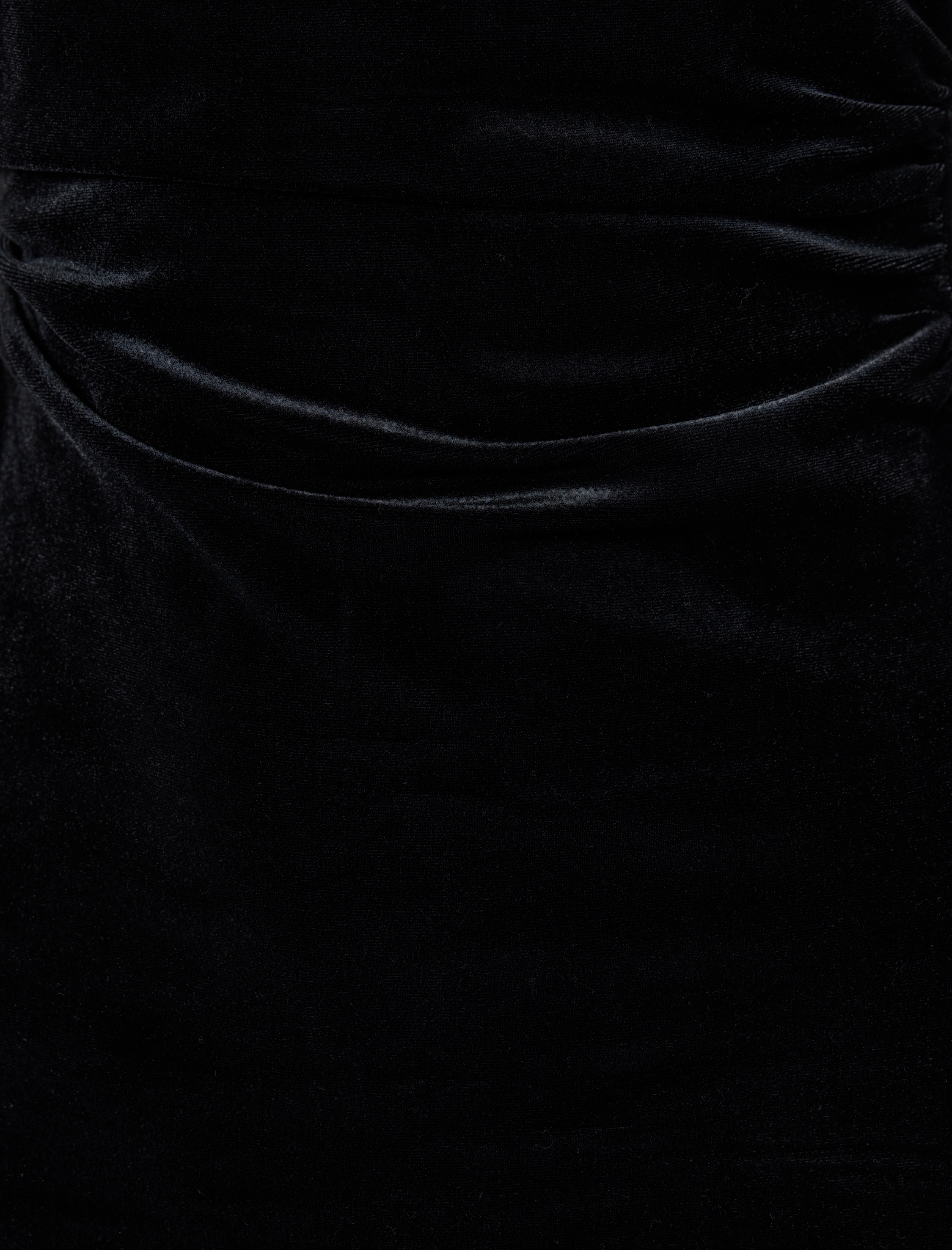   Drapeli Kolsuz Asimetrik Yaka Midi Elbise