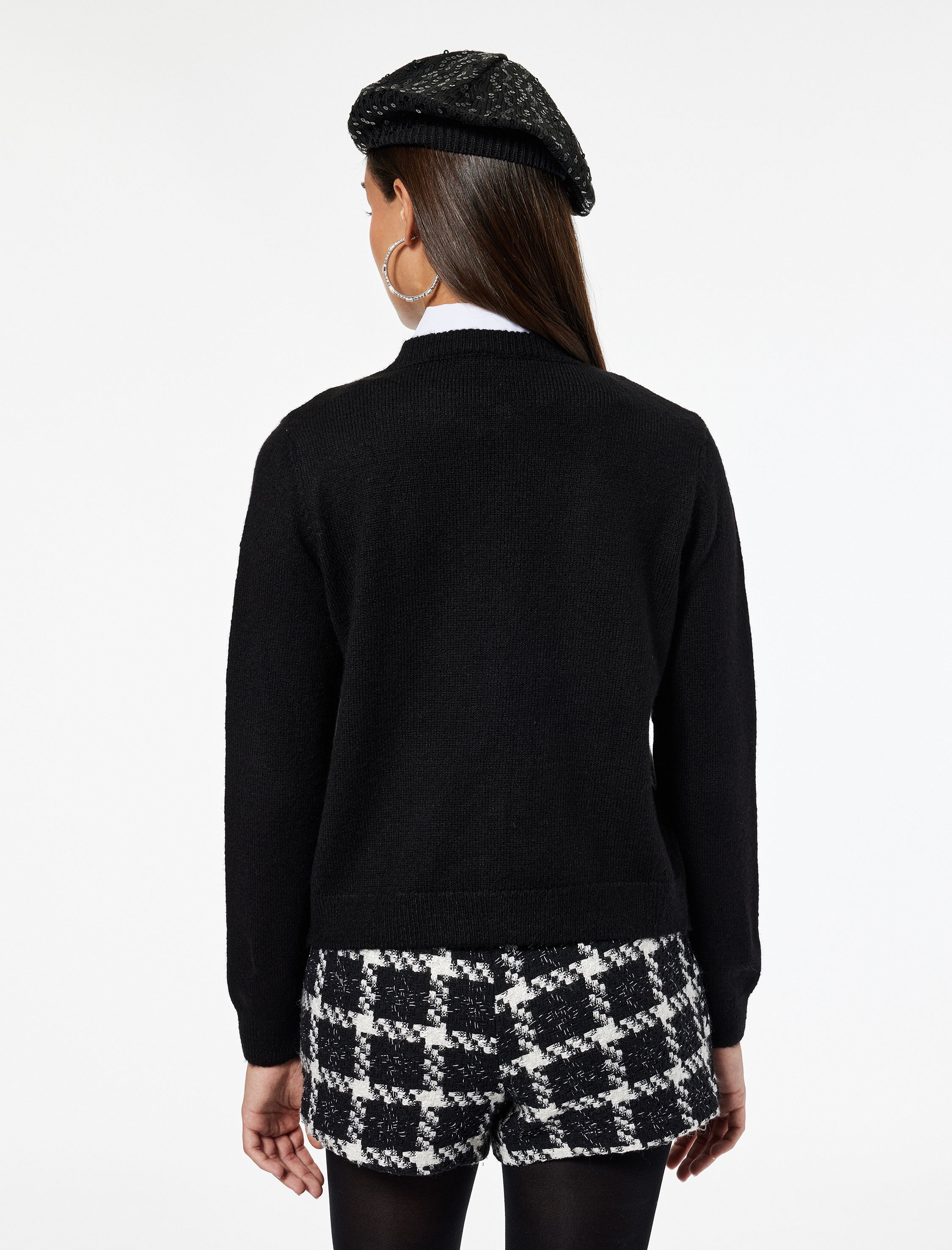   Uzun Kollu Bisiklet Yaka Fiyonklu Triko Hırka