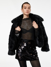 Kayık Yaka Uzun Kollu Transparan Tişört