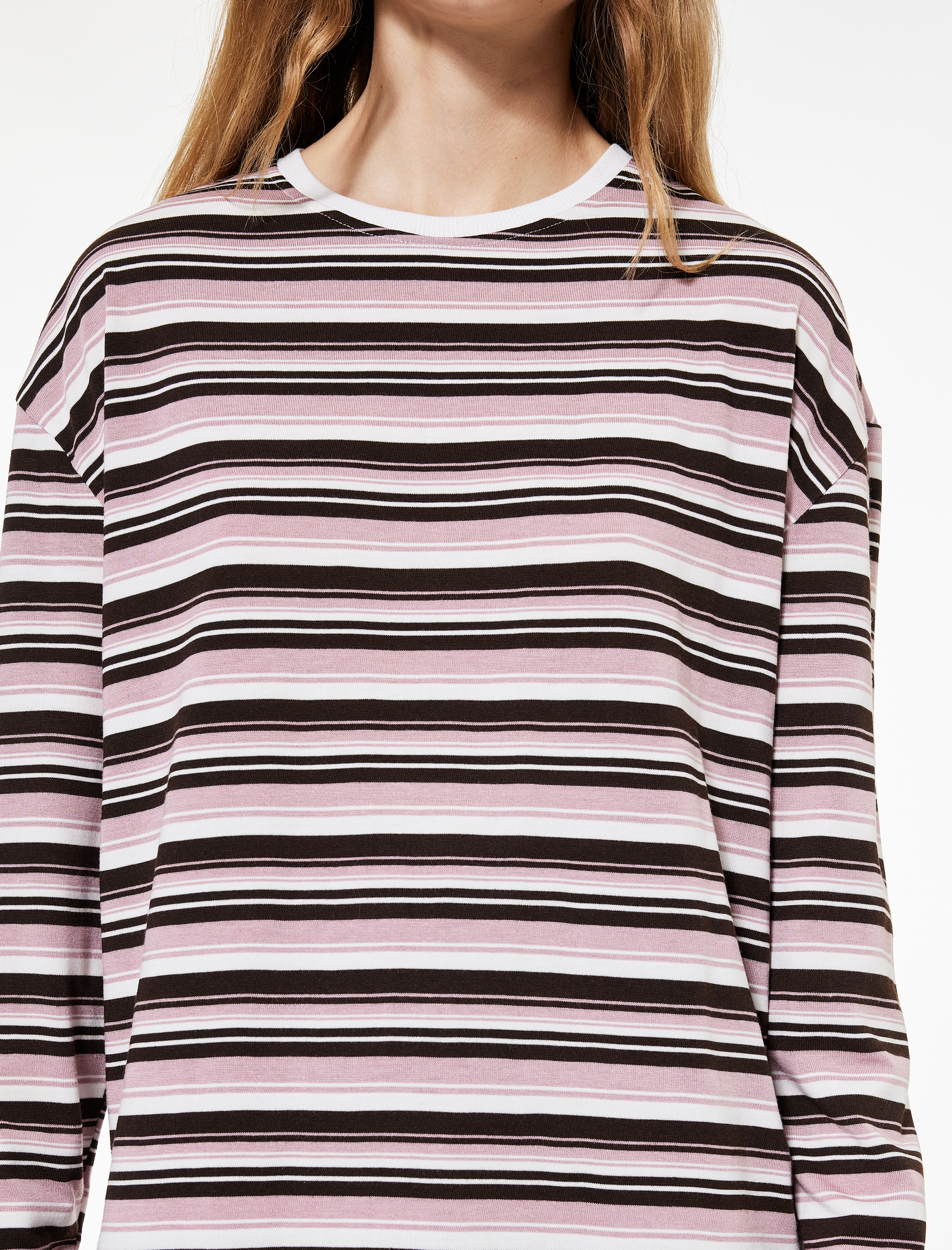   Uzun Kollu Bisiklet Yaka Çizgili Tişört