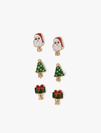 Çok Renkli Yılbaşı Temalı 3'lü Küpe Seti