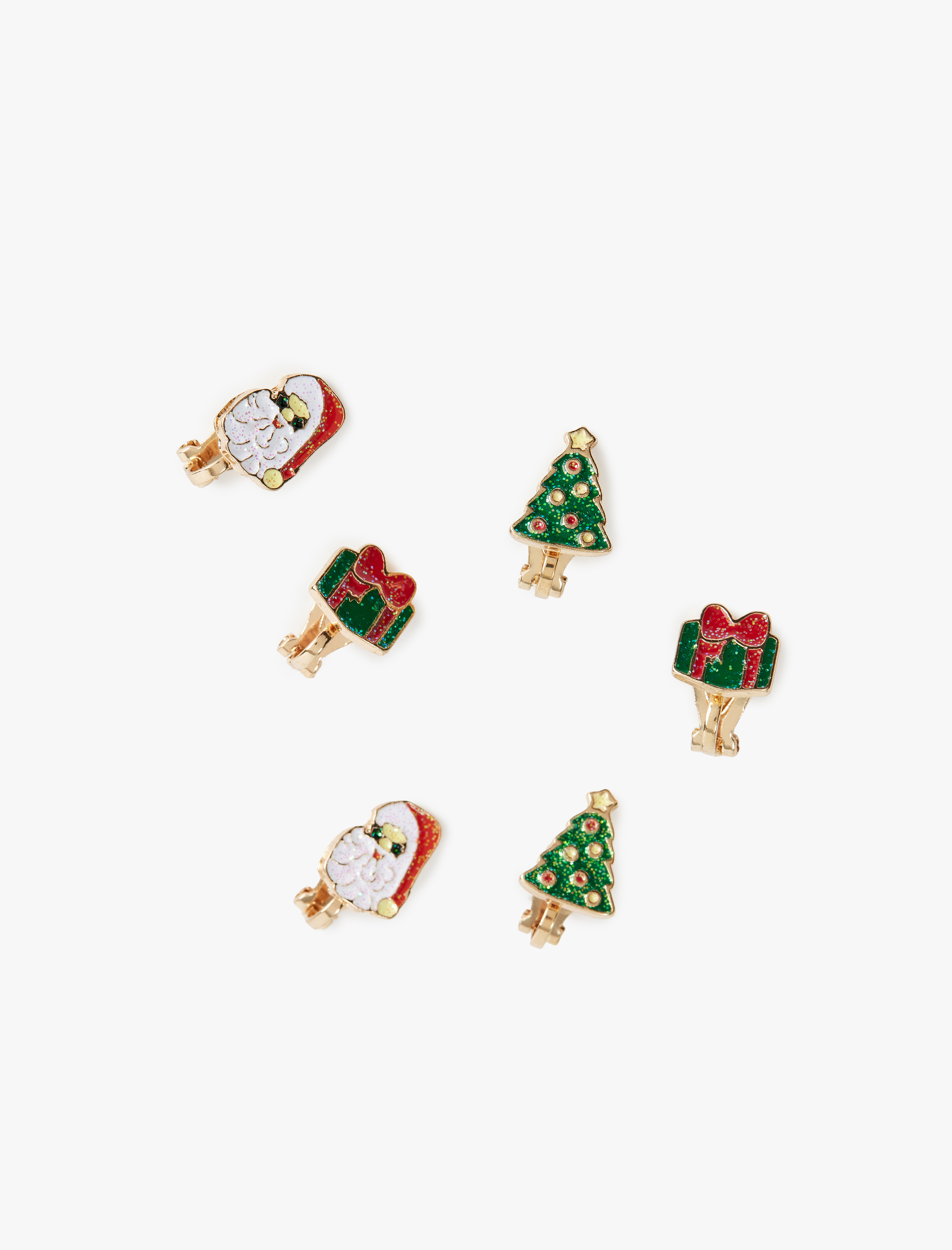  Kadın Çok Renkli Yılbaşı Temalı 3'lü Küpe Seti