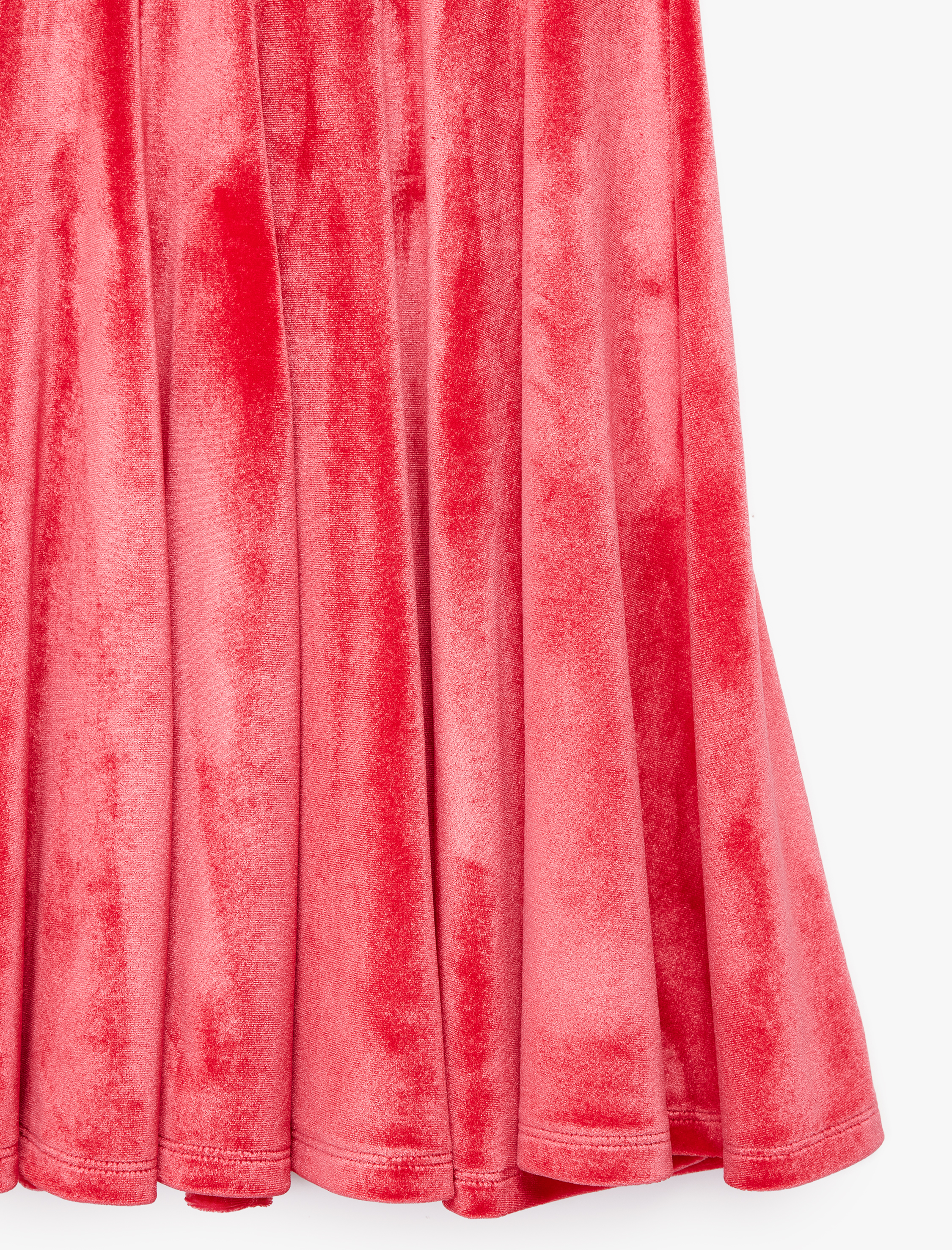  Kız Çocuk Bisiklet Yaka Kolsuz Pileli Kadife Yılbaşı Elbisesi