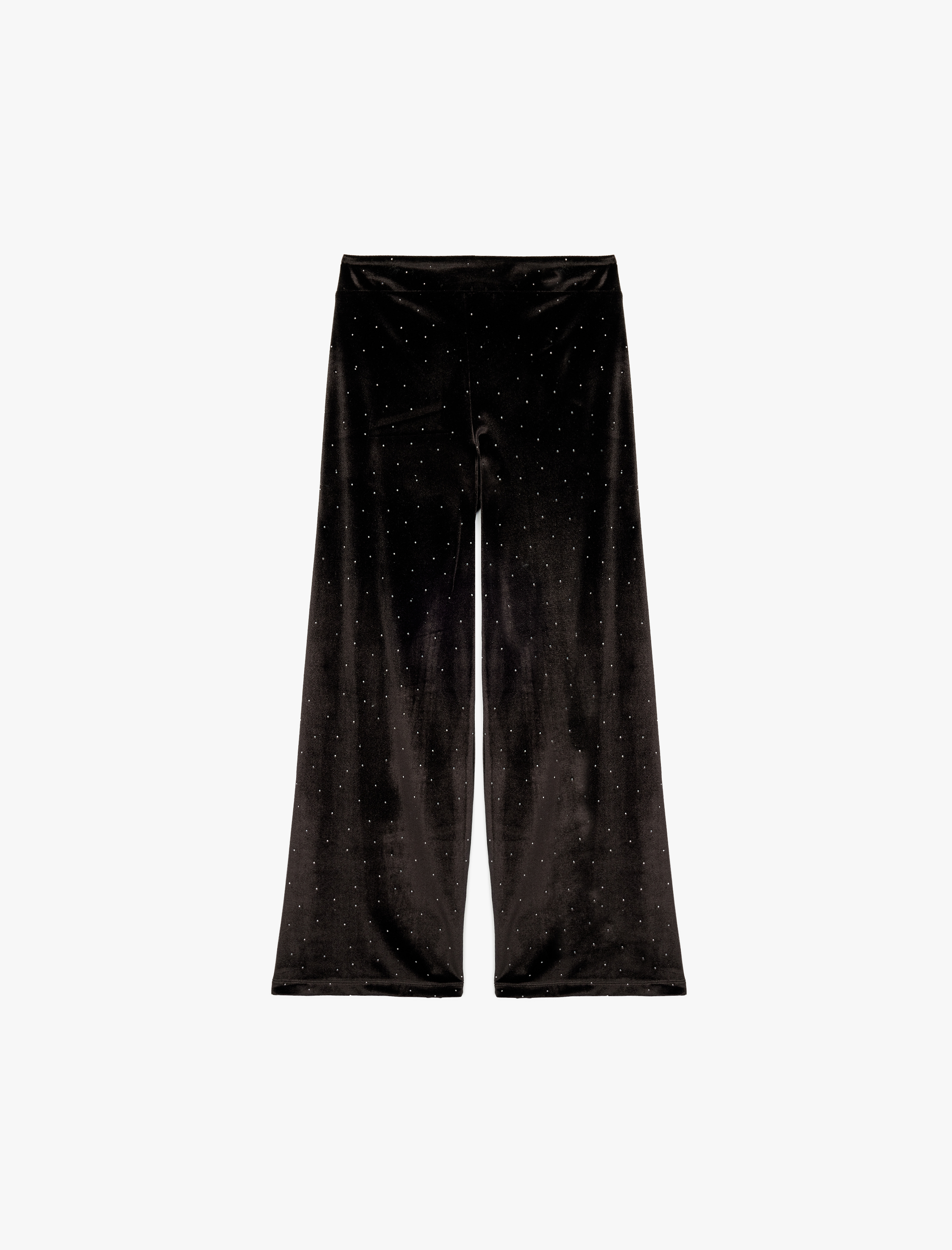  Kız Çocuk Taş Detaylı Rahat Kesim Geniş Paça Yılbaşı Pantolon