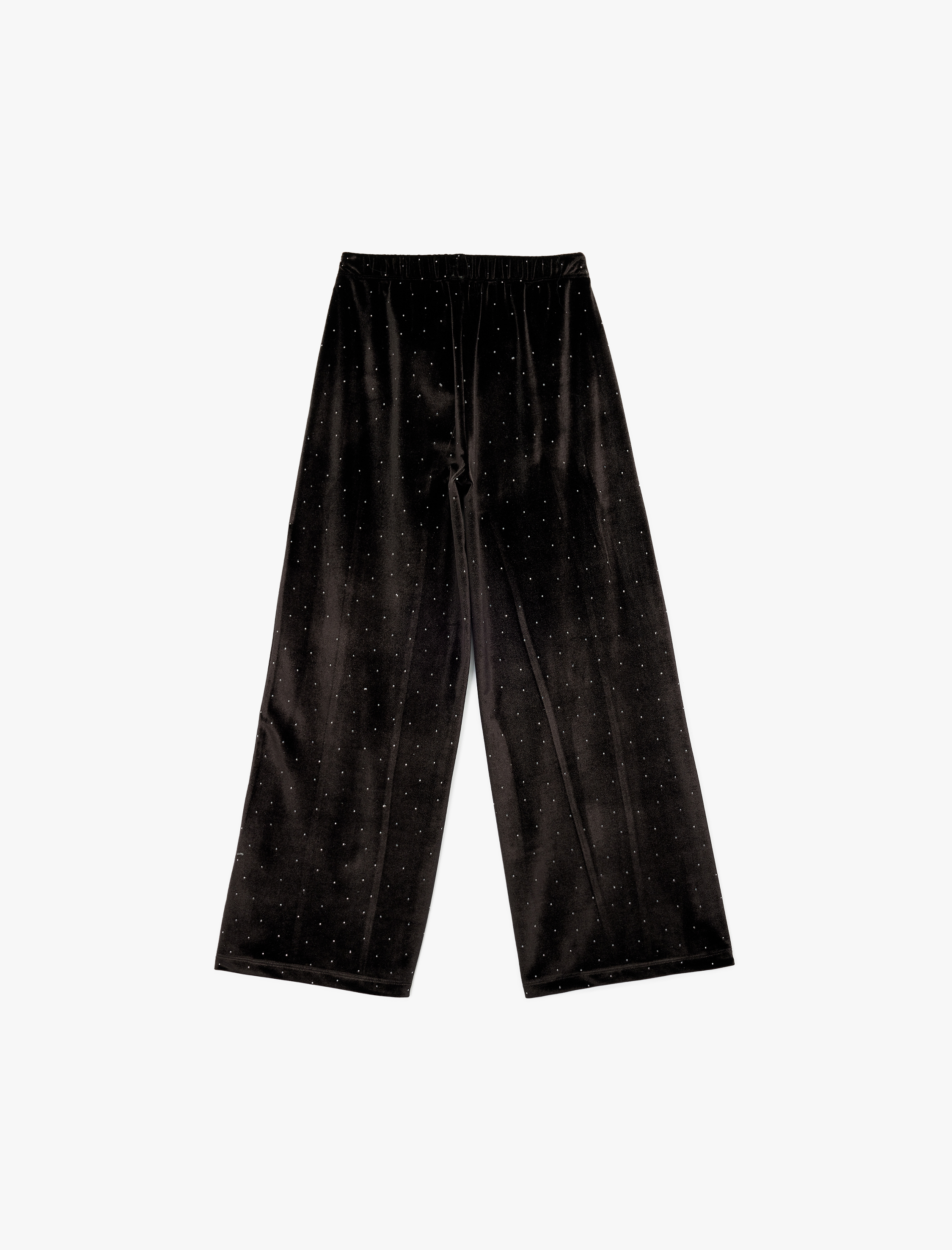  Kız Çocuk Taş Detaylı Rahat Kesim Geniş Paça Yılbaşı Pantolon