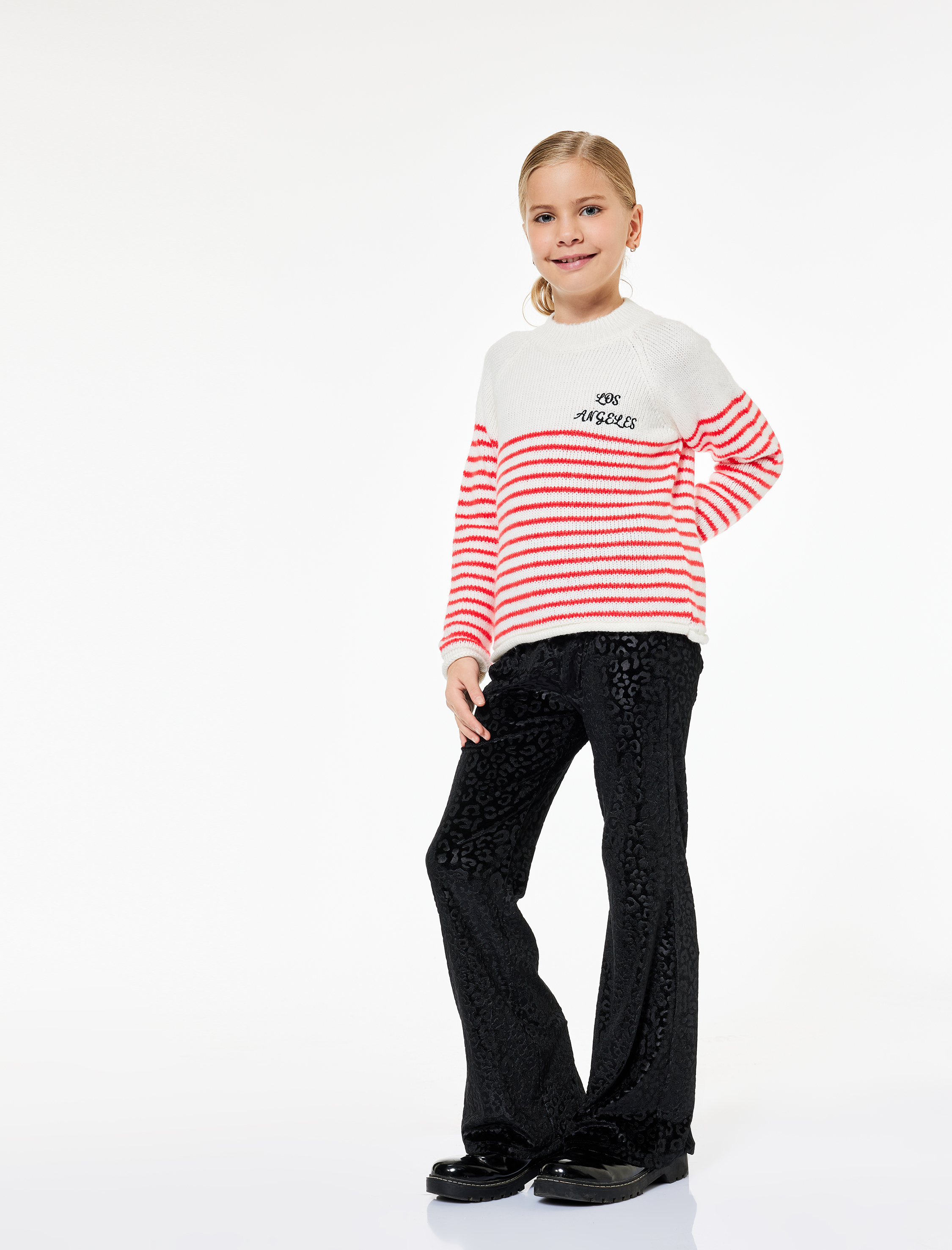  Kız Çocuk Leopar Desenli Geniş Paça Yılbaşı Pantolon