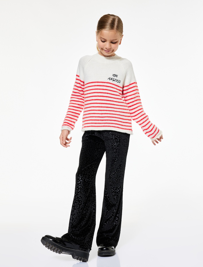 Kız Çocuk Leopar Desenli Geniş Paça Yılbaşı Pantolon