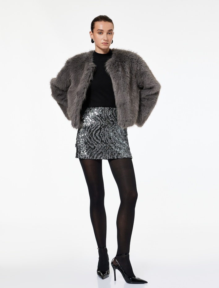  Normal Bel Pullu Payetli Mini Etek